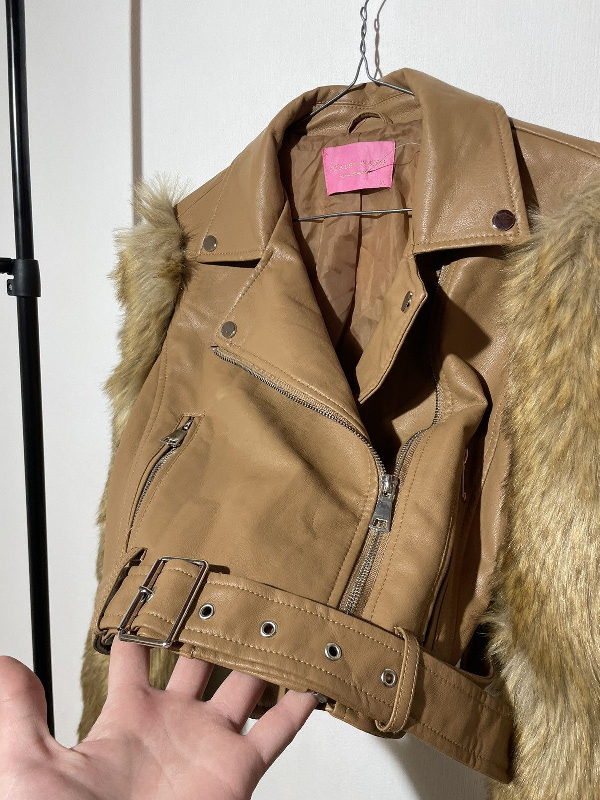 Vintage AZALEA WANG NOLLIE FAUX FUR ARMS MOTO JACKET Size M / US 6-8 / IT 42-44 - 6 Thumbnail