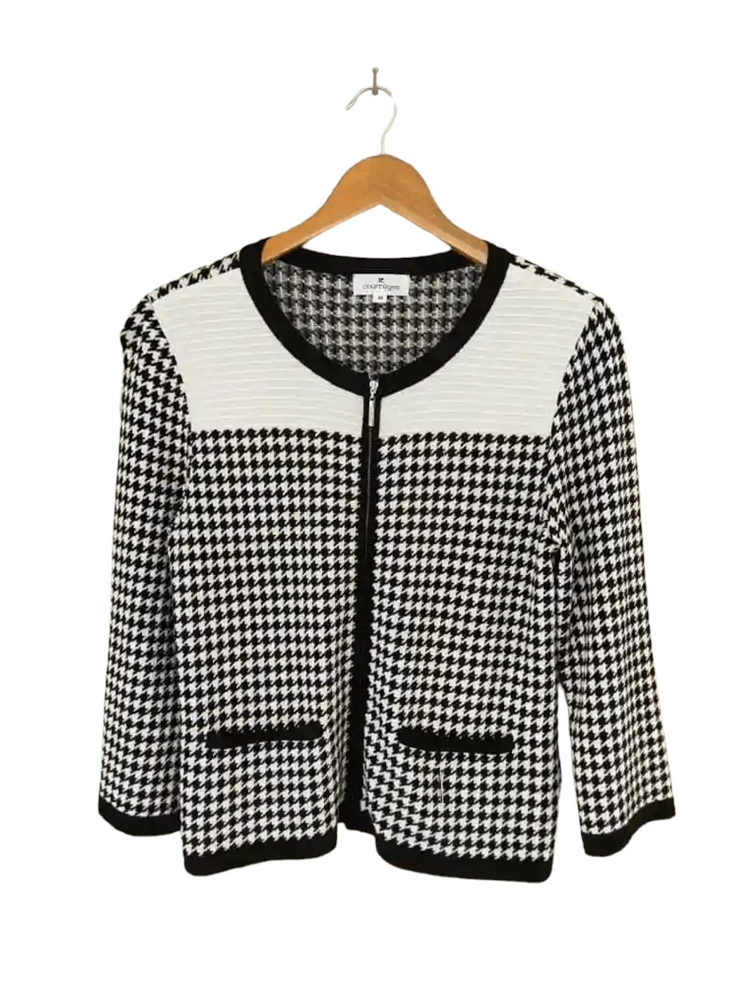 image of Andre Courreges x Courreges Zip Up Cardigan in Black/White, Women's (Size Small)