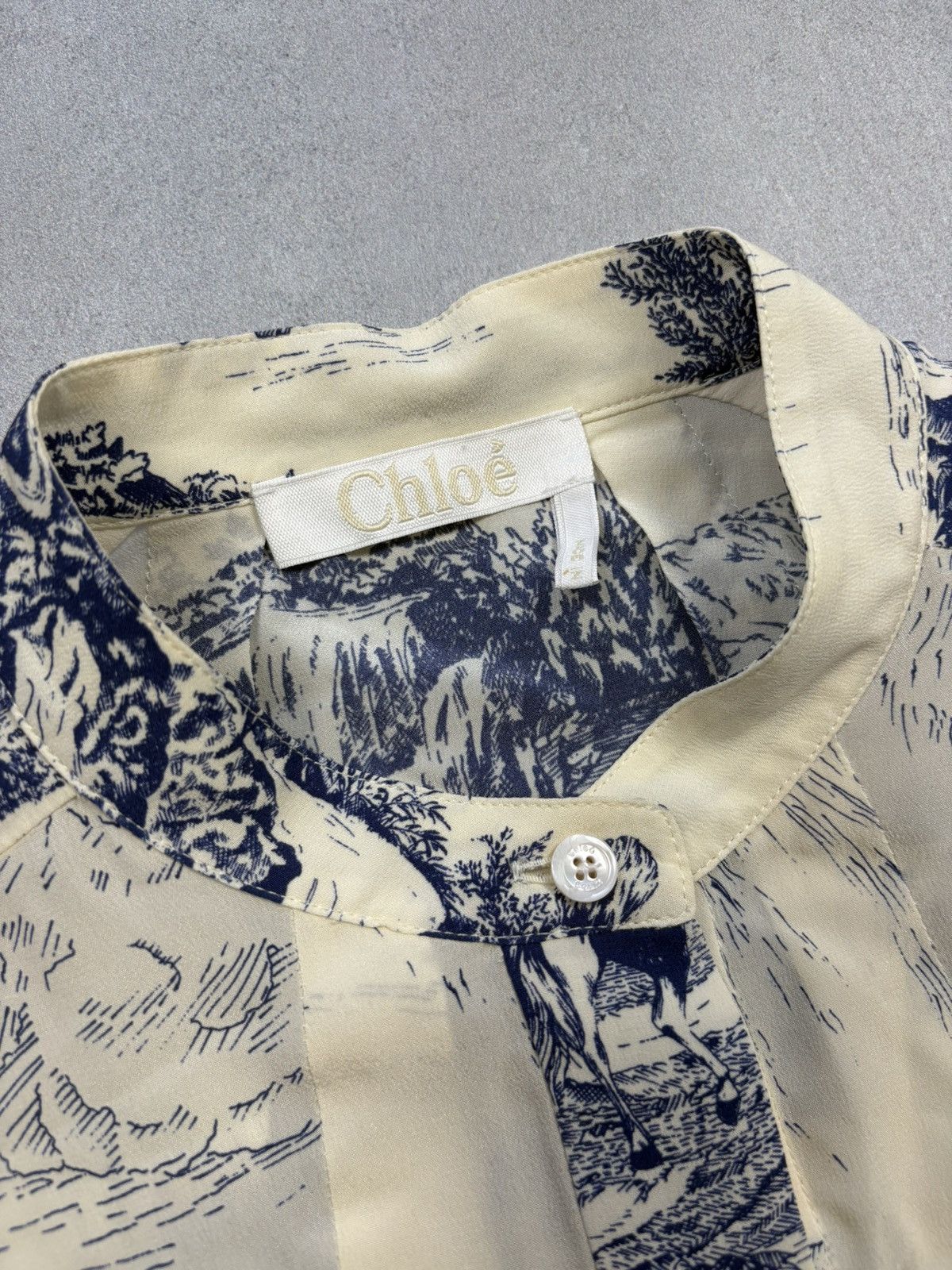 Chloe Arhival Chloé White & Blue Silk Toile Print Dress France 40 Size M / US 6-8 / IT 42-44 - 11 Thumbnail