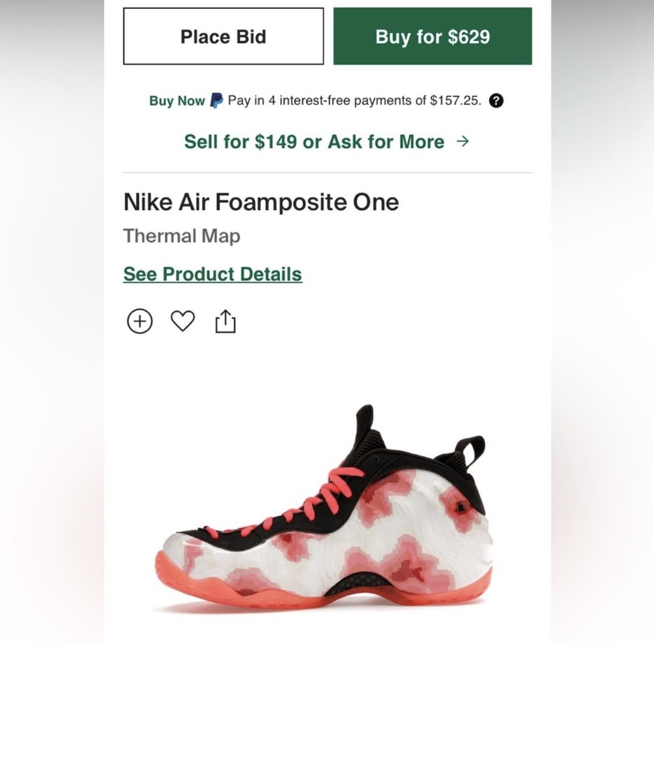 Nike Nike Air Foamposite One Prm Thermal Map, men's size 9.5 Size US 9.5 / EU 42-43 - 2 Thumbnail