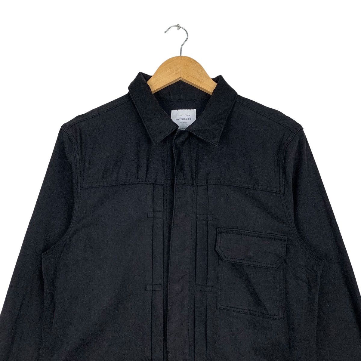 Japanese Brand VICTIM & CO Black Plain Casual Jacket #0958-C42 Size US L / EU 52-54 / 3 - 2 Thumbnail