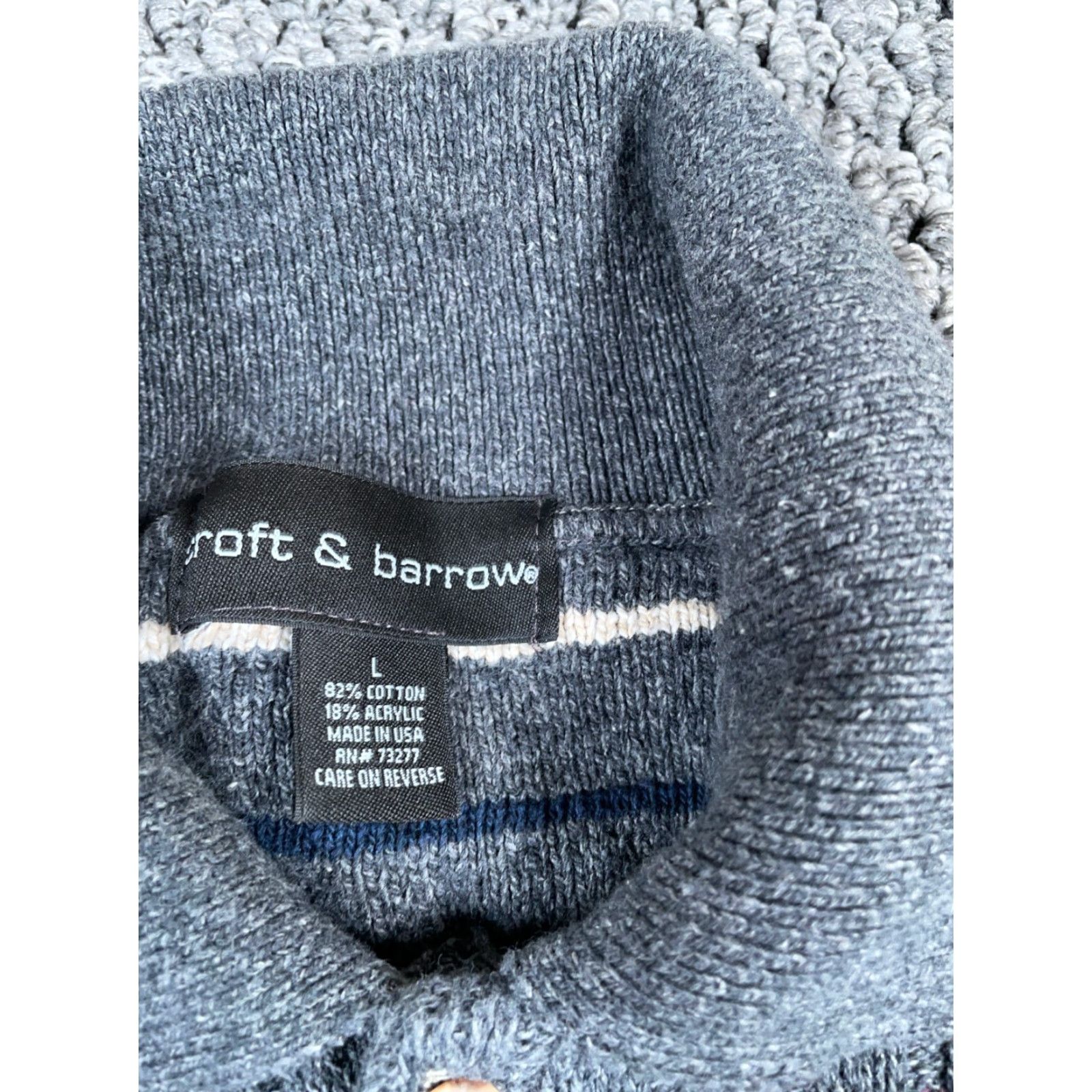 Vintage VTG 90s Collared Sweater Adult Large Gray Dotted Striped Pattern Chunky Knit Dad Size US L / EU 52-54 / 3 - 3 Thumbnail