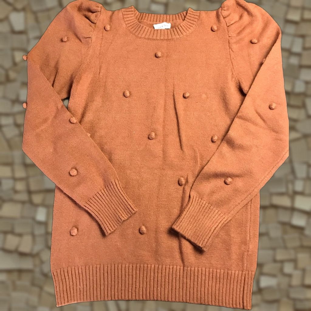 Vintage Aaron & Amber Sweater Women's Size Medium Brown Yarn Balls Pullover Size M / US 6-8 / IT 42-44 - 1 Thumbnail
