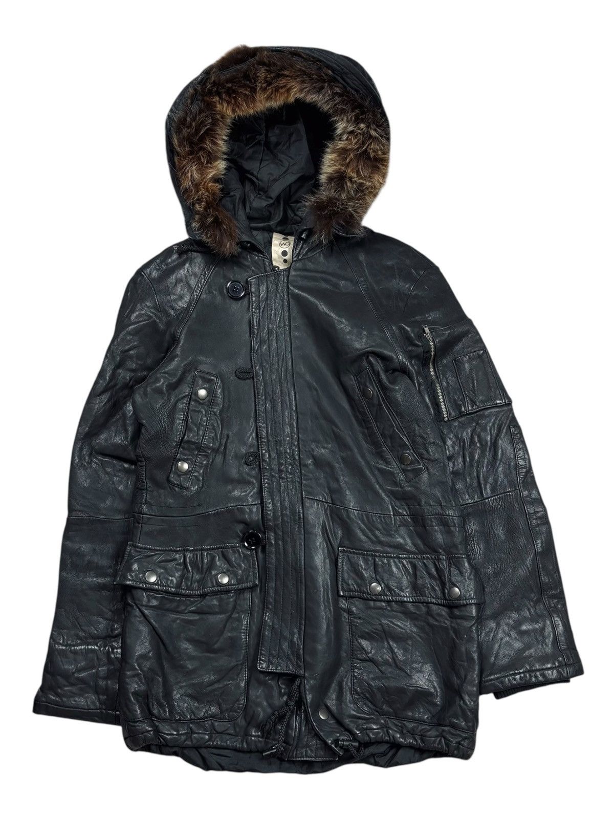 2000s Four Valley - Fur Hoodie Vkei Style Leather Jacket