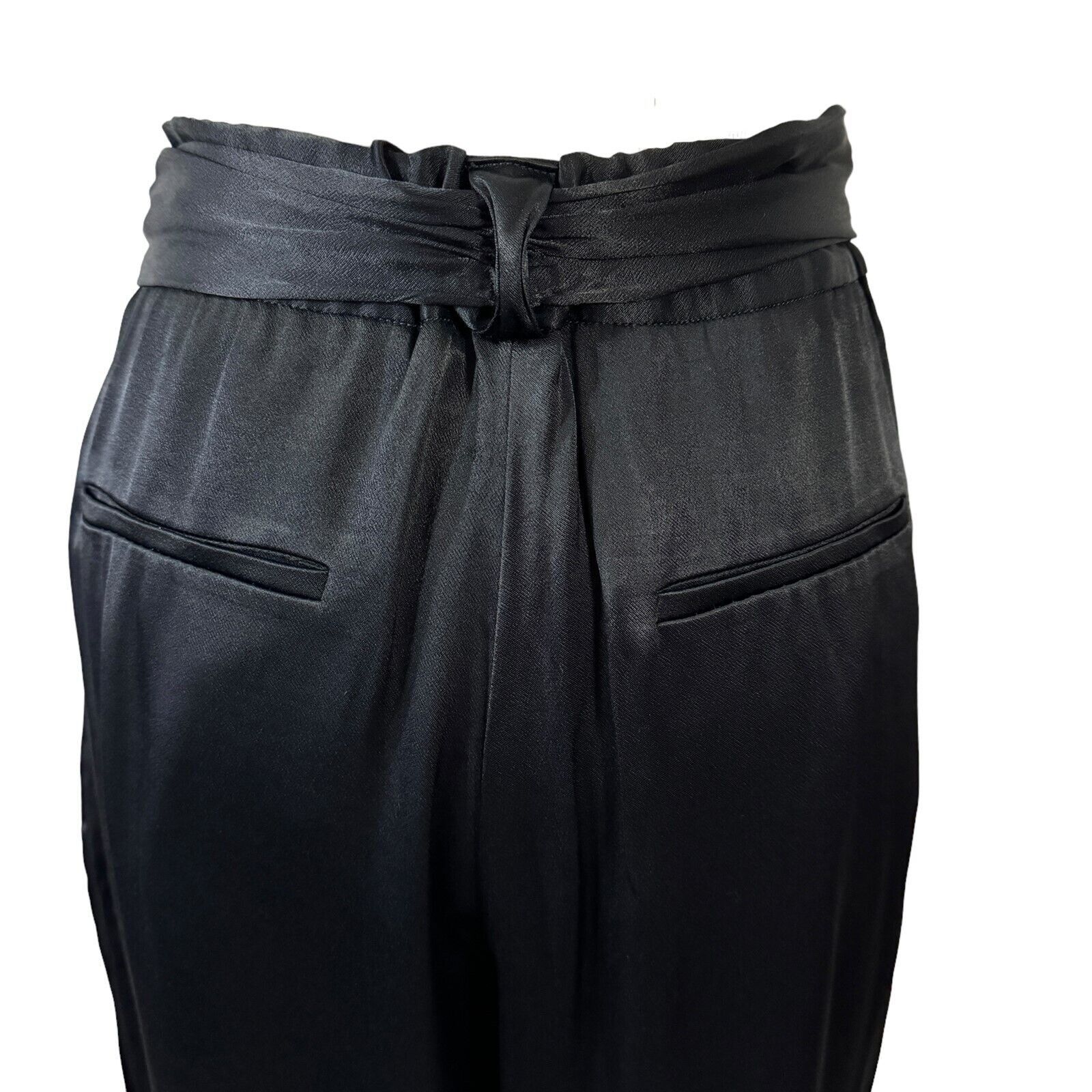 Anthropologie Anthropologie Ett:Twa Black Satin Dress Pants Size 10 Tie Wa Size 32" / US 10 / IT 46 - 8 Thumbnail