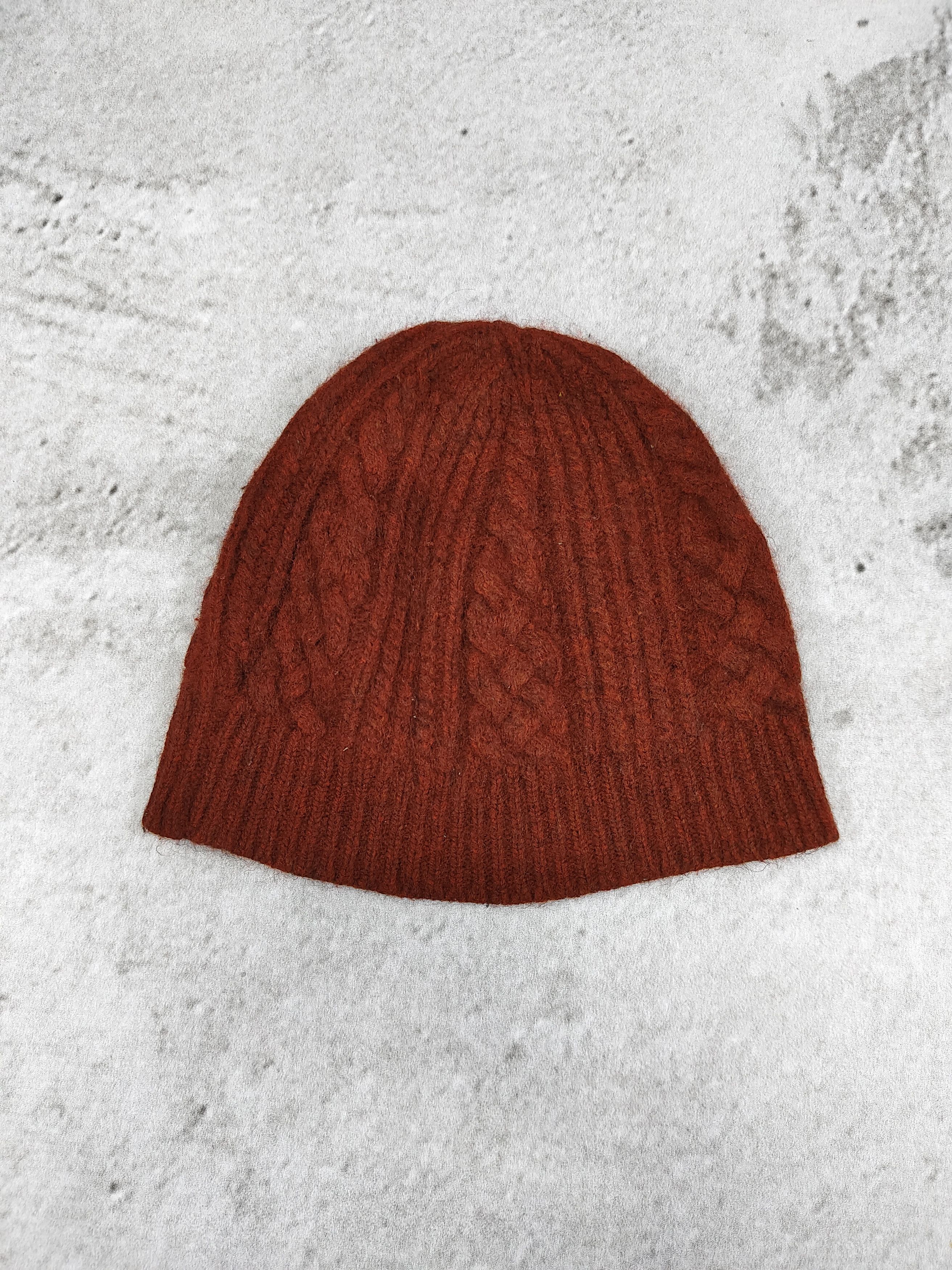 Margaret Howell 2000s Margaret Howell-Wool Rust Orange Cable Knit Beanie Hat Size ONE SIZE - 3 Thumbnail