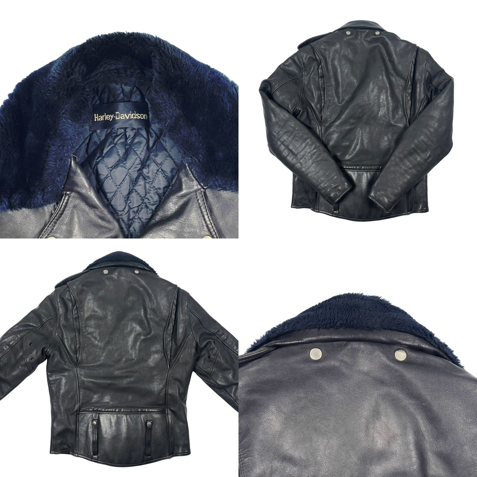 Harley Davidson VINTAGE Harley-Davidson Black Leather Motorcycle Jacket Men’s M Medium 42 Chest Solid Zip Full Collar Pockets Size US M / EU 48-50 / 2 - 8 Thumbnail