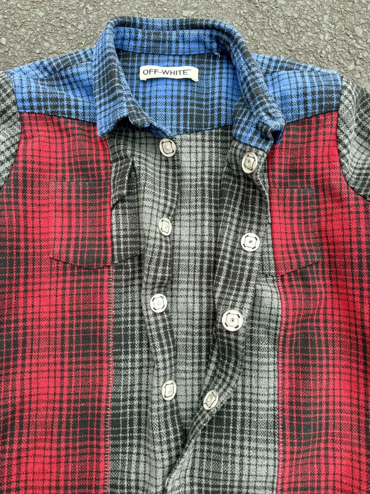 Off-White × Virgil Abloh Off White By Virgil Abloh Patchwork Flannel Jacket Size US L / EU 52-54 / 3 - 7 Thumbnail