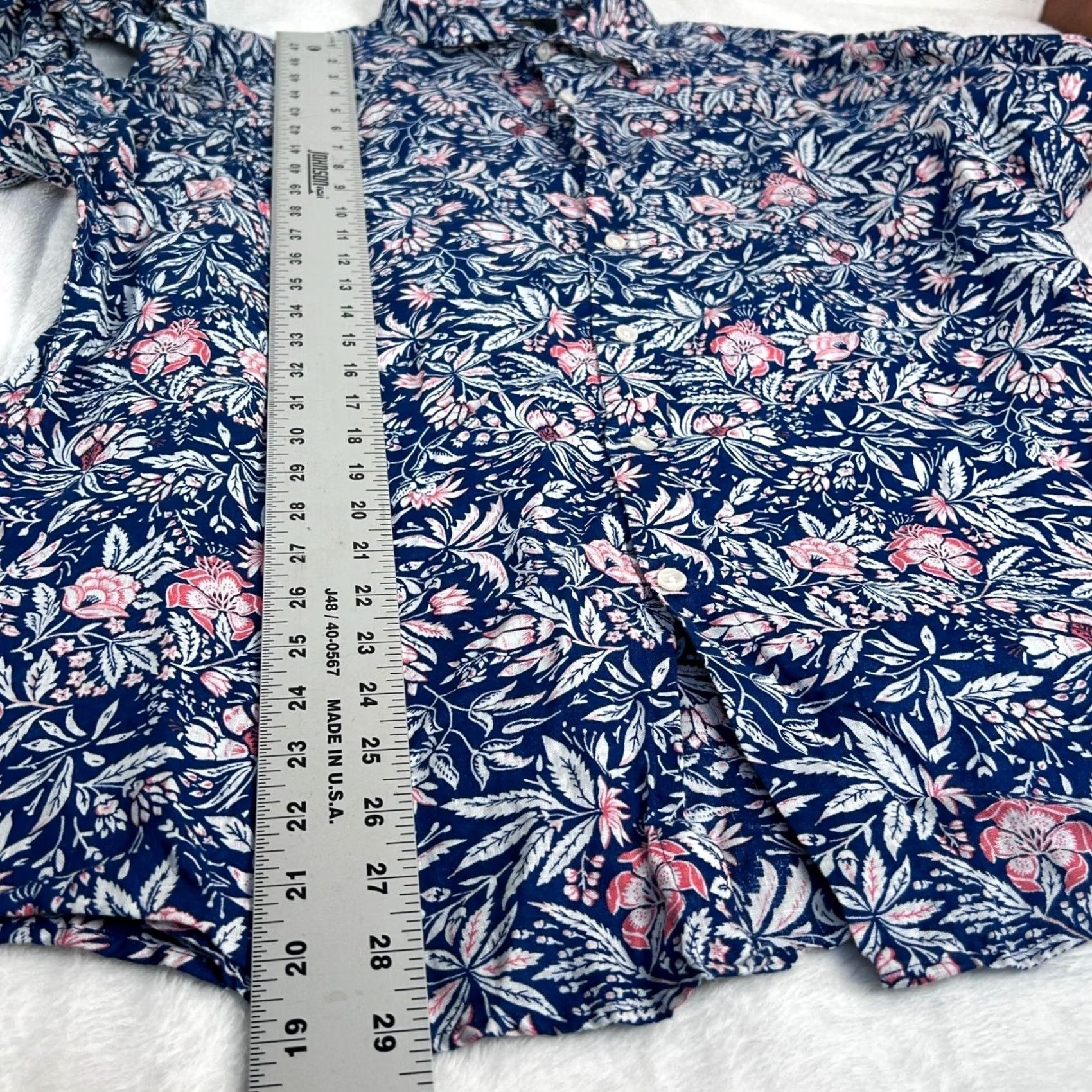 Club Room Club Room Mens Floral Linen Button-Up Shirt Size Large Blue White Casual Size US L / EU 52-54 / 3 - 8 Thumbnail