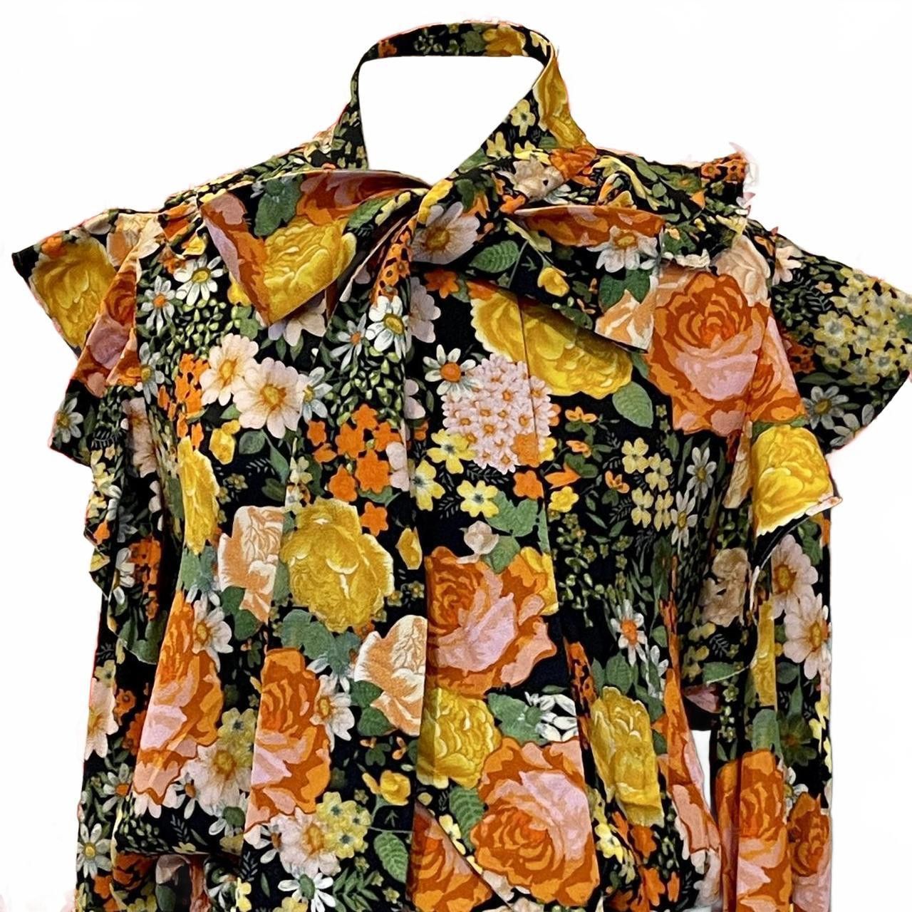Balenciaga Vintage Floral Ruffled Blouse Size XS / US 0-2 / IT 36-38 - 1 Thumbnail