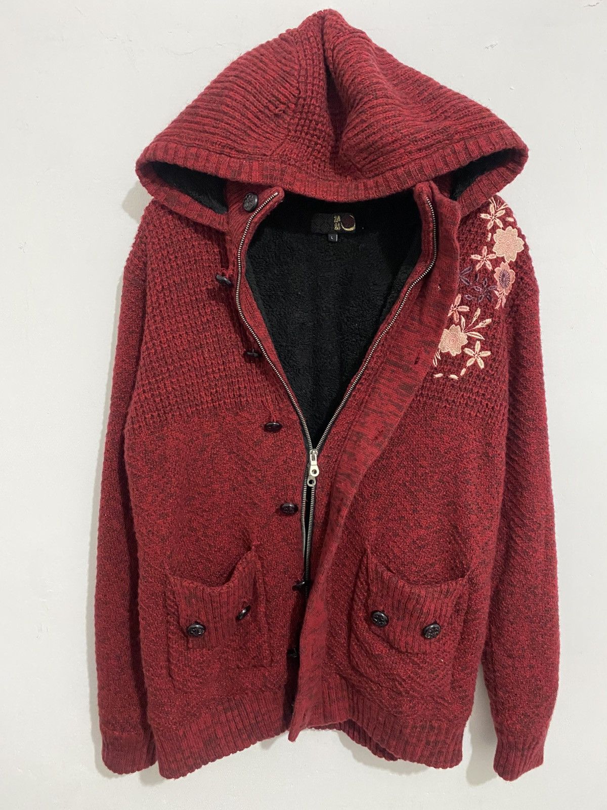 Issey Miyake Japanese traditional flower knitted hoodie issey styled Size US L / EU 52-54 / 3 - 4 Thumbnail