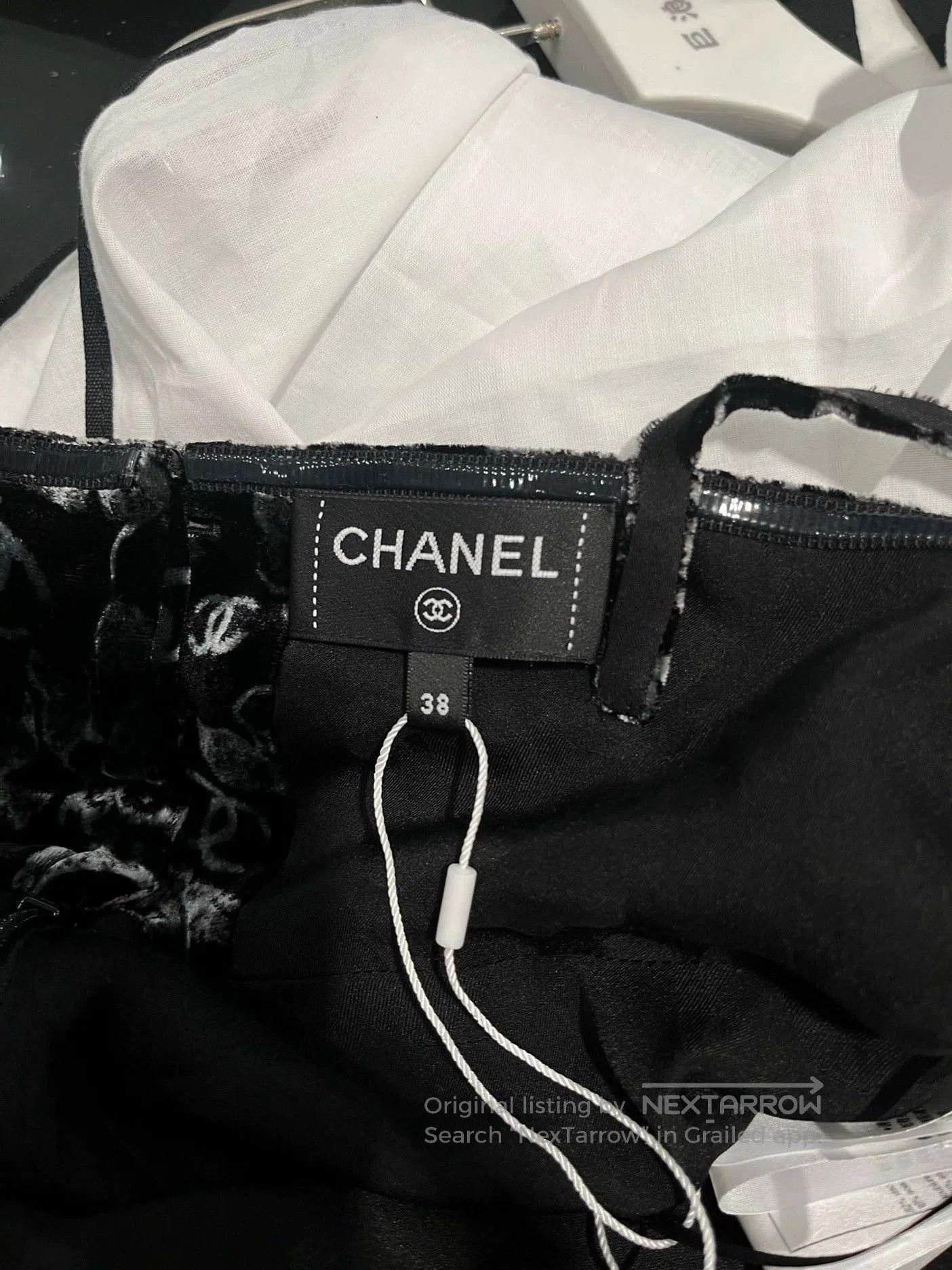 Chanel Chanel Black Velvet Printed Camisole Dress. Size US M / EU 48-50 / 2 - 3 Thumbnail