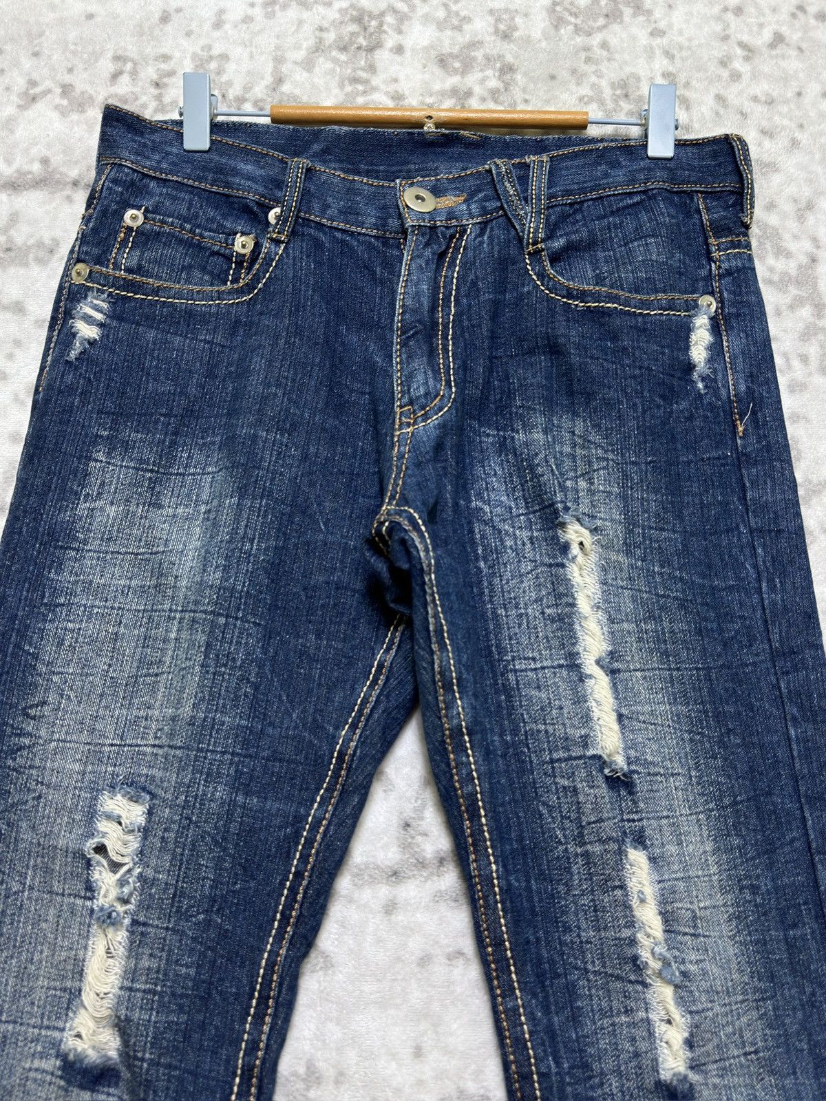 Hysteric Glamour Y2K Inner Groove Angel Wings Back Printed Distressed Jeans Size US 32 / EU 48 - 3 Thumbnail