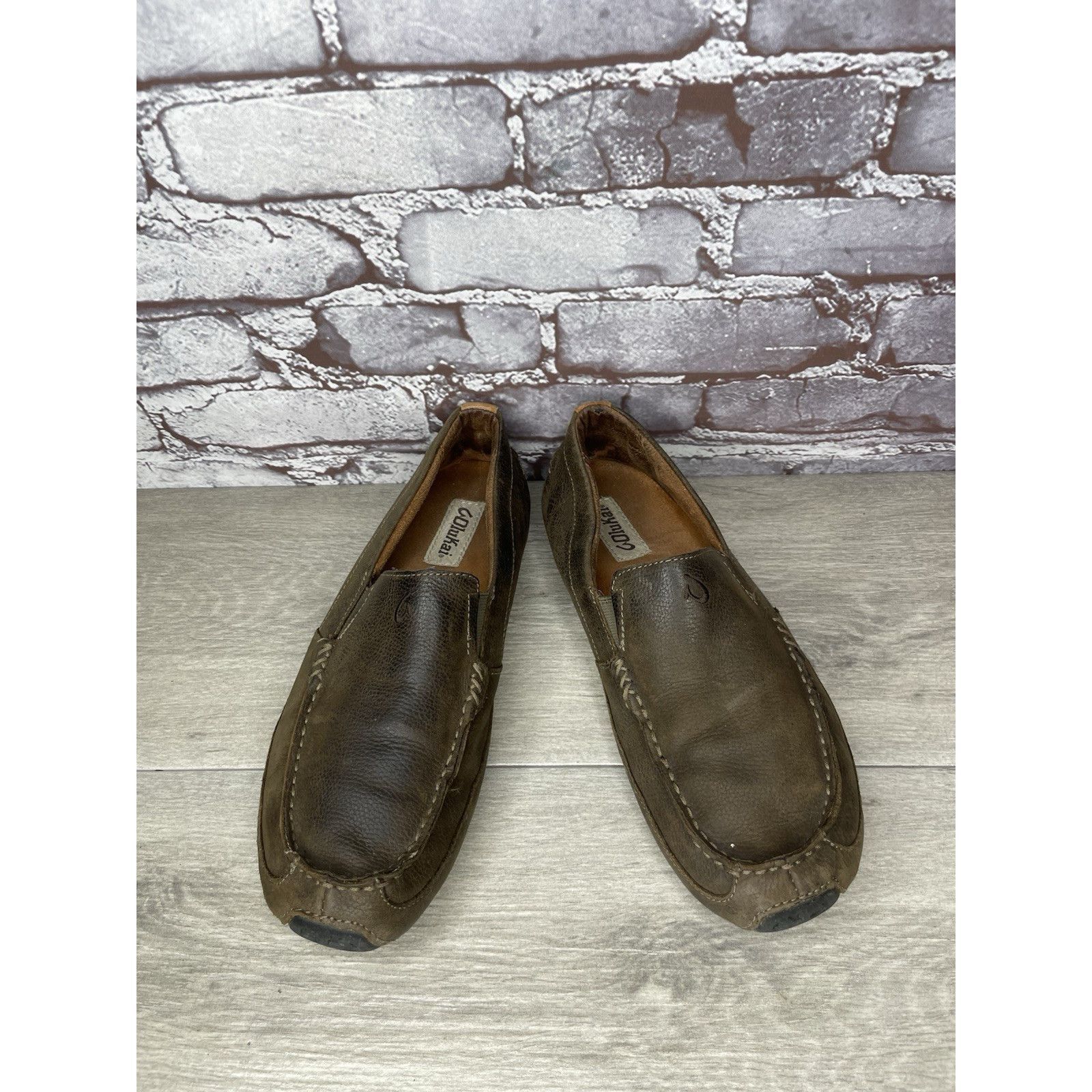 Olukai Olukai Akepa Moc Brown Leather Boat Slip On Moccasin Loafer Size US 9 / EU 42 - 10 Thumbnail