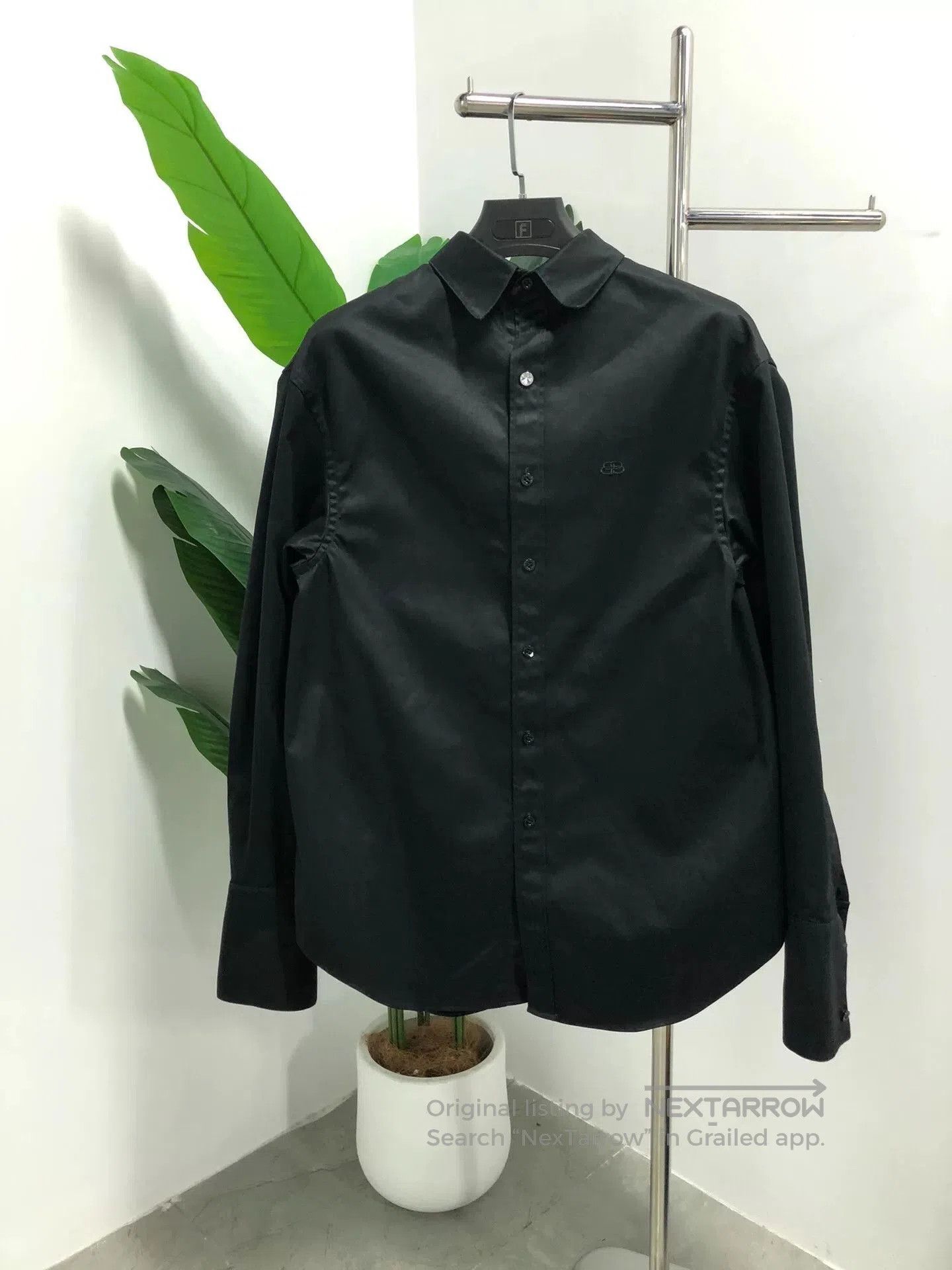 Balenciaga Black Training Graphic Shirt Jacket.
