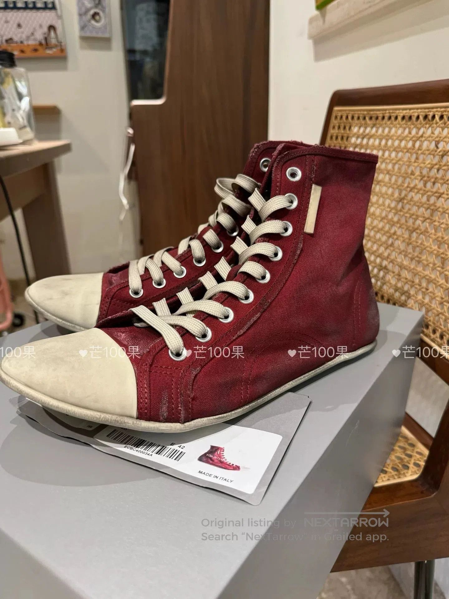 Balenciaga Balenciaga Vintage Distressed Burgundy Canvas Shoes. Size US 10 / EU 43 - 8 Thumbnail