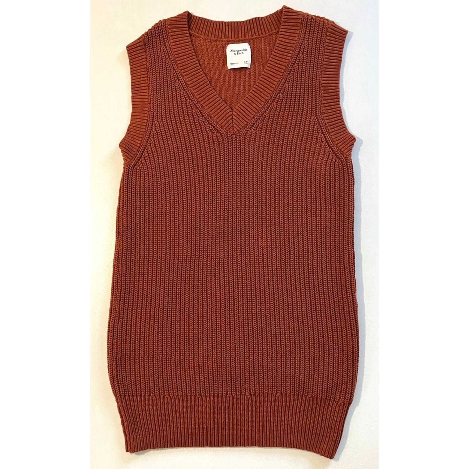 Abercrombie & Fitch VINTAGE Abercrombie & Fitch Knit Sweater Dress V-Neck Sleeveless Sz MT Women’s Dress Rust Cotton Blend Tall M Size M / US 6-8 / IT 42-44 - 4 Thumbnail