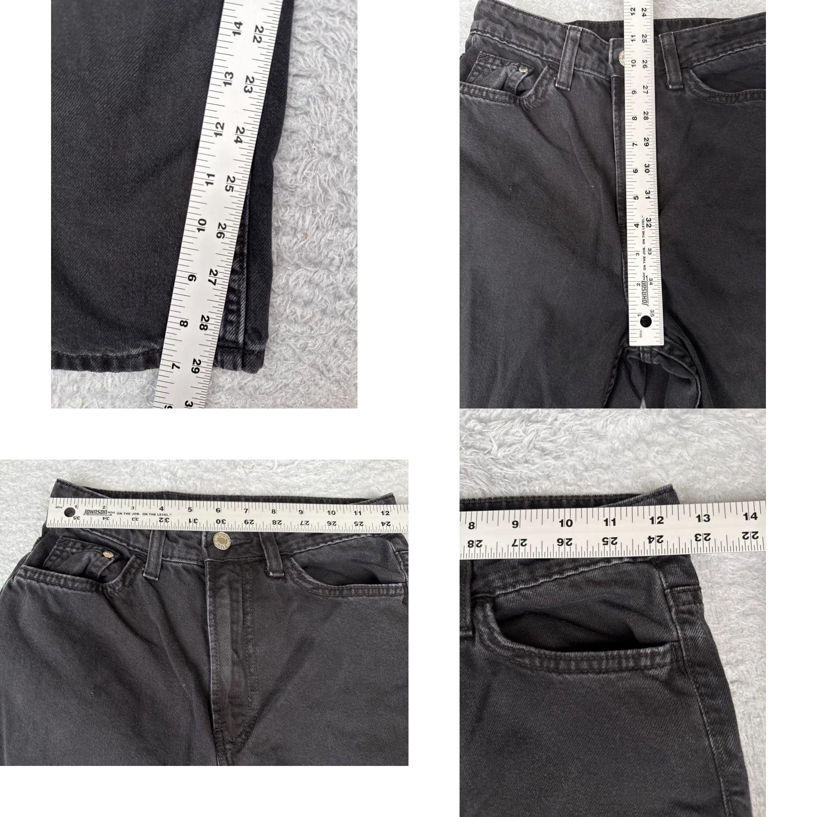 Denime &Denim Jeans Womens 2 Black Denim Wide-Leg Regular Fit High Waist 25x29 Jeans Size 26" / US 2 / IT 38 - 8 Thumbnail