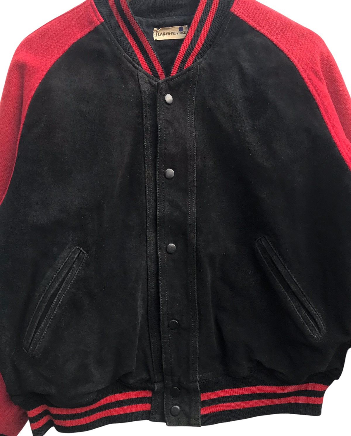 Leather Vintage Flax-En-Provence Suede Leather Varsity Jacket Size US M / EU 48-50 / 2 - 8 Thumbnail