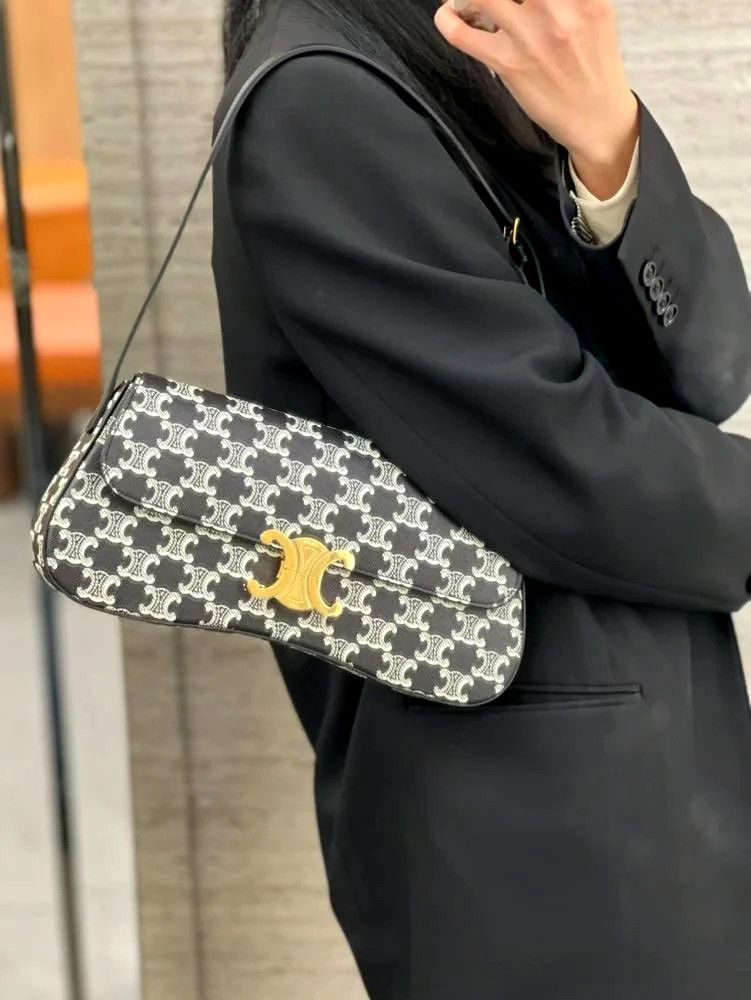 Celine CELINE Lola Triomphe medium black & white coated canvas bag Size ONE SIZE - 3 Thumbnail