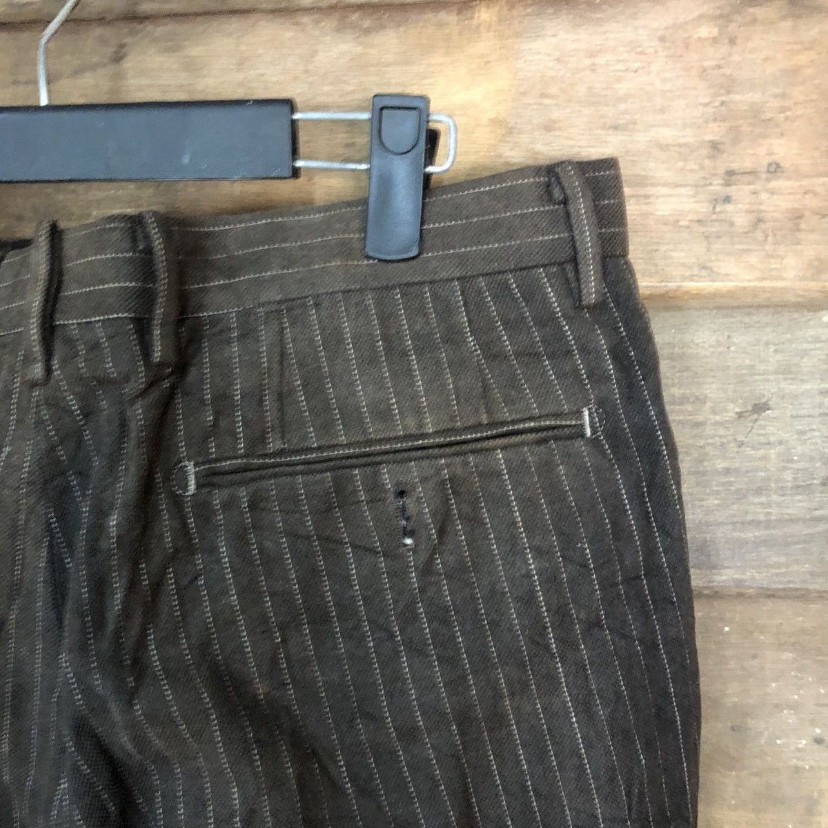 Vintage DL The Suit Company stripe Dark Brown Casual Pants #S2798 Size US 31 - 15 Thumbnail