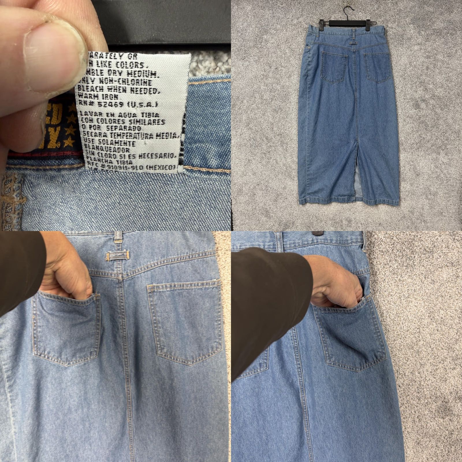 Faded Glory VINTAGE Faded Glory Skirt 16 Blue Denim Long Button Front Pockets Modest Women Size 38" / US 16 / IT 52 - 8 Thumbnail