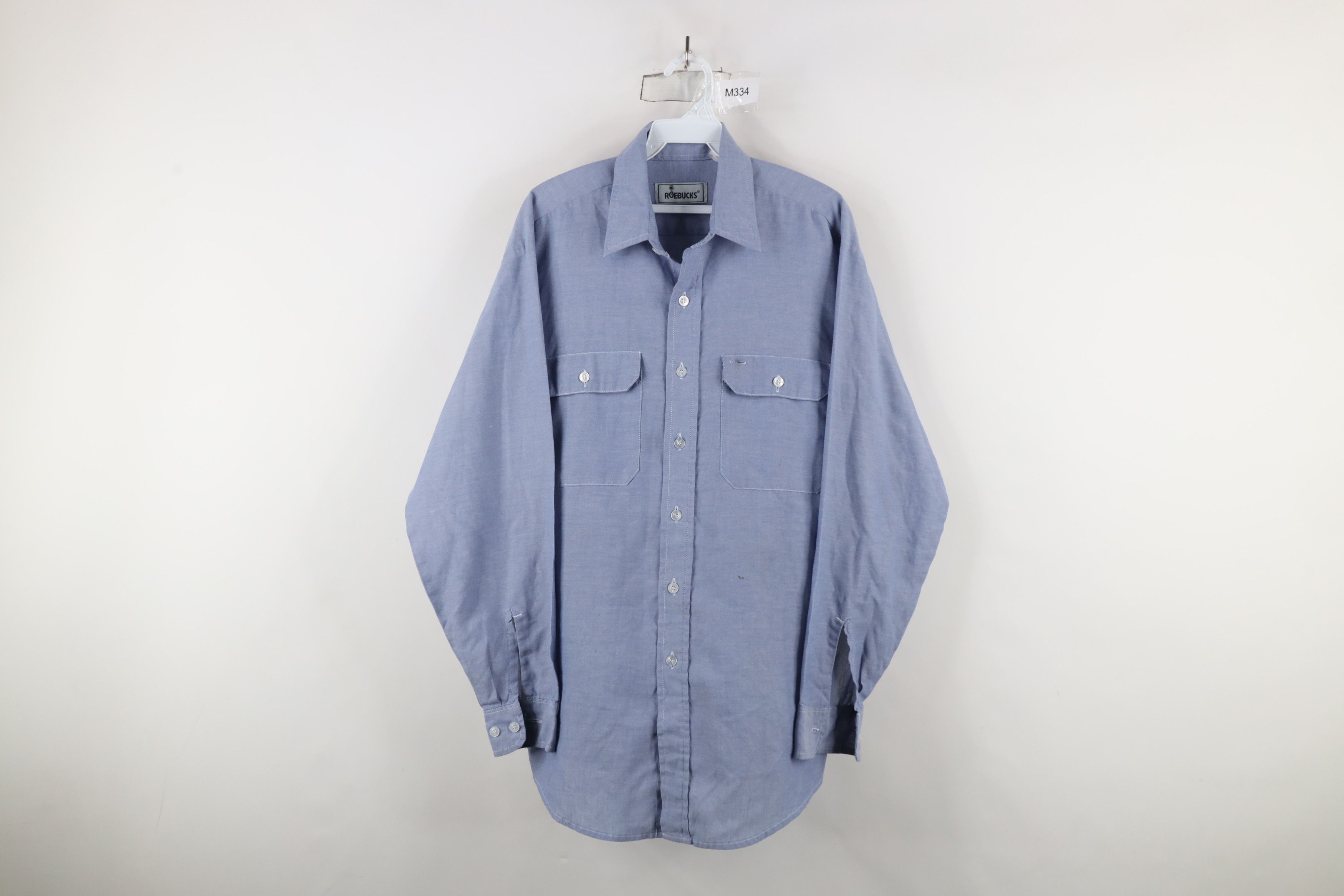 Vintage Vintage 90s Streetwear Chambray Workwear Mechanic Shirt Size US L / EU 52-54 / 3 - 1 Thumbnail