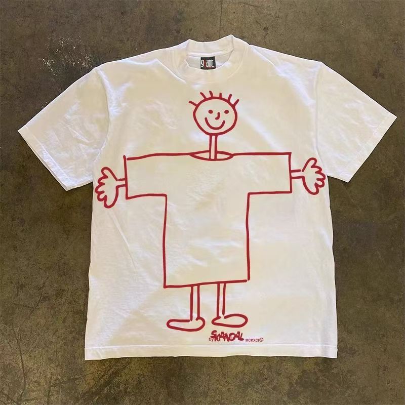 Japanese Brand × Vintage White street washed retro trend boy print t-shirt Size US M / EU 48-50 / 2 - 1 Thumbnail