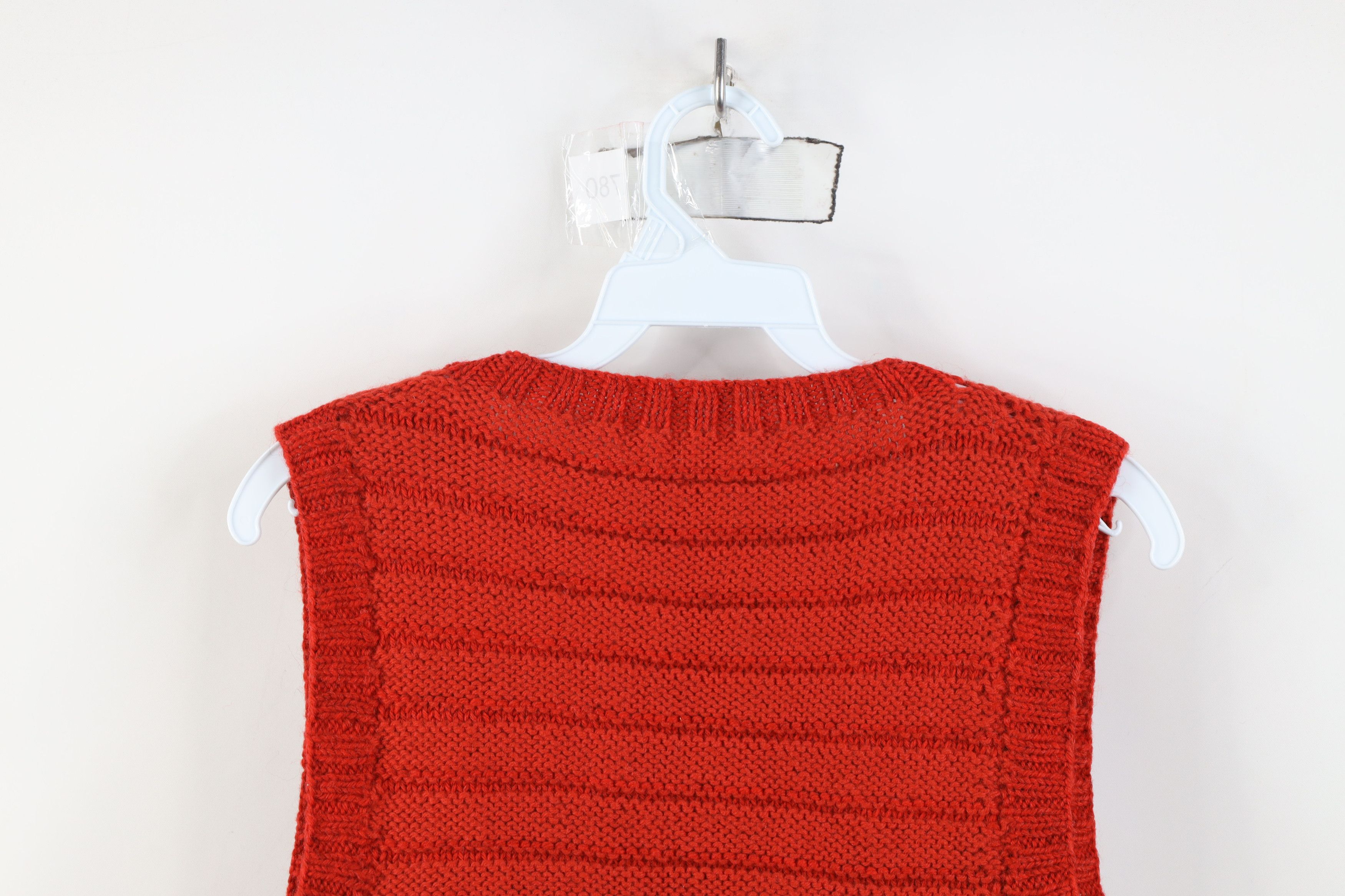 Vintage Vintage 60s Streetwear Crochet Open Front Sweater Vest Red Size S / US 4 / IT 40 - 9 Thumbnail