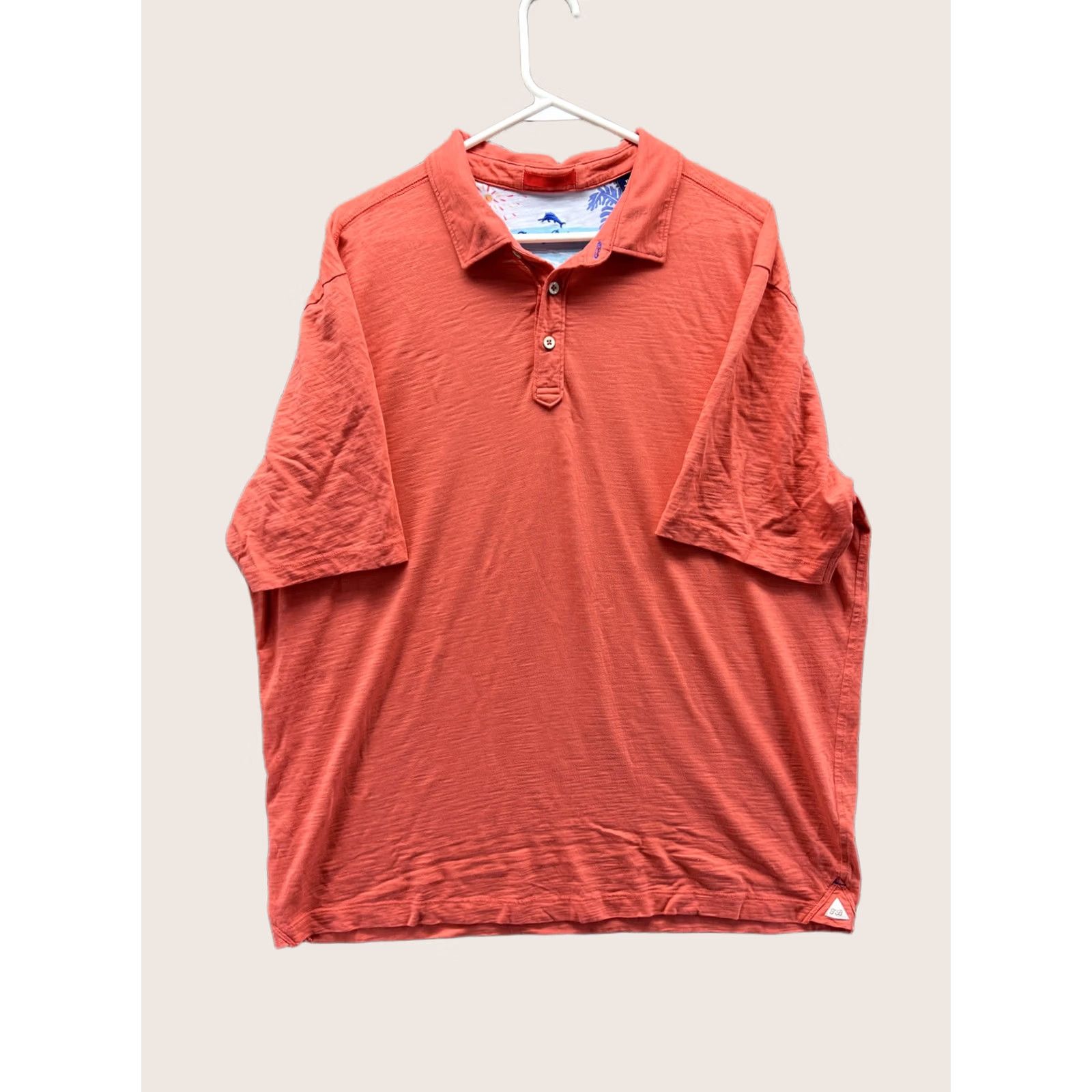 Tommy Bahama Tommy Bahama Polo Shirt Mens XL Orange Solid Pima Cotton Short Sleeve Casual Beach Size US XL / EU 56 / 4 - 1 Thumbnail