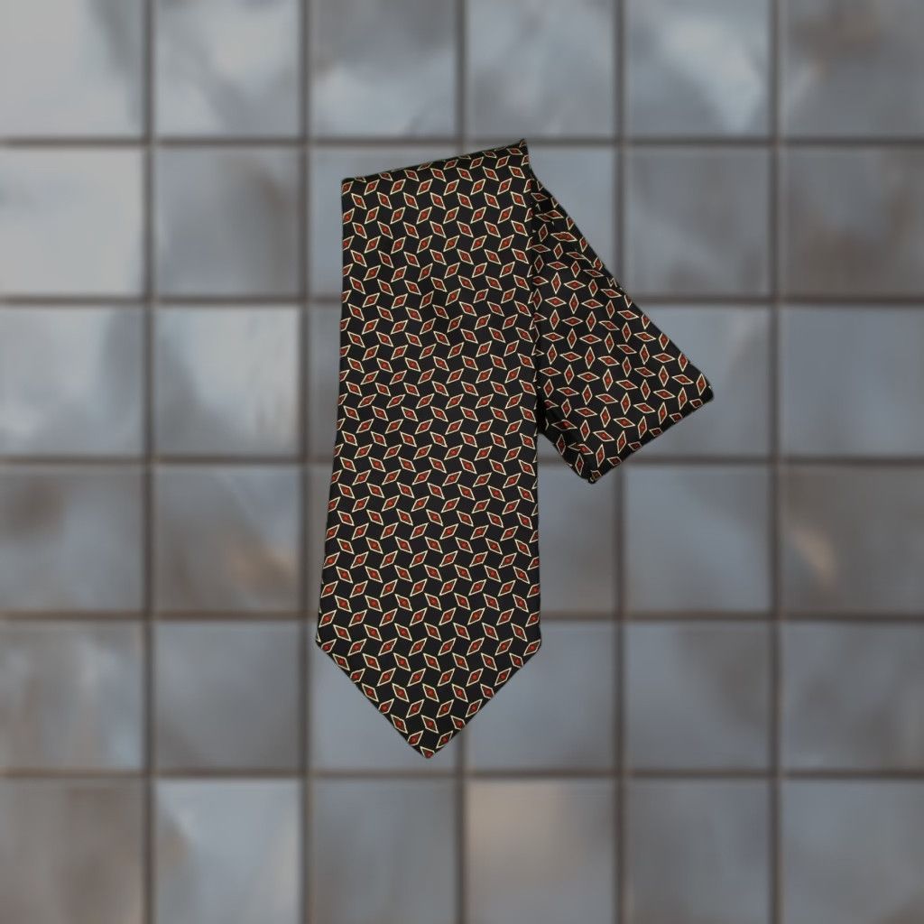 Vintage XMI Nordstrom Men's Black Silk Neck Tie Geometric Abstract Hand Sewn Made in USA - One Size Classic Length 57"-60" Size ONE SIZE - 1 Thumbnail