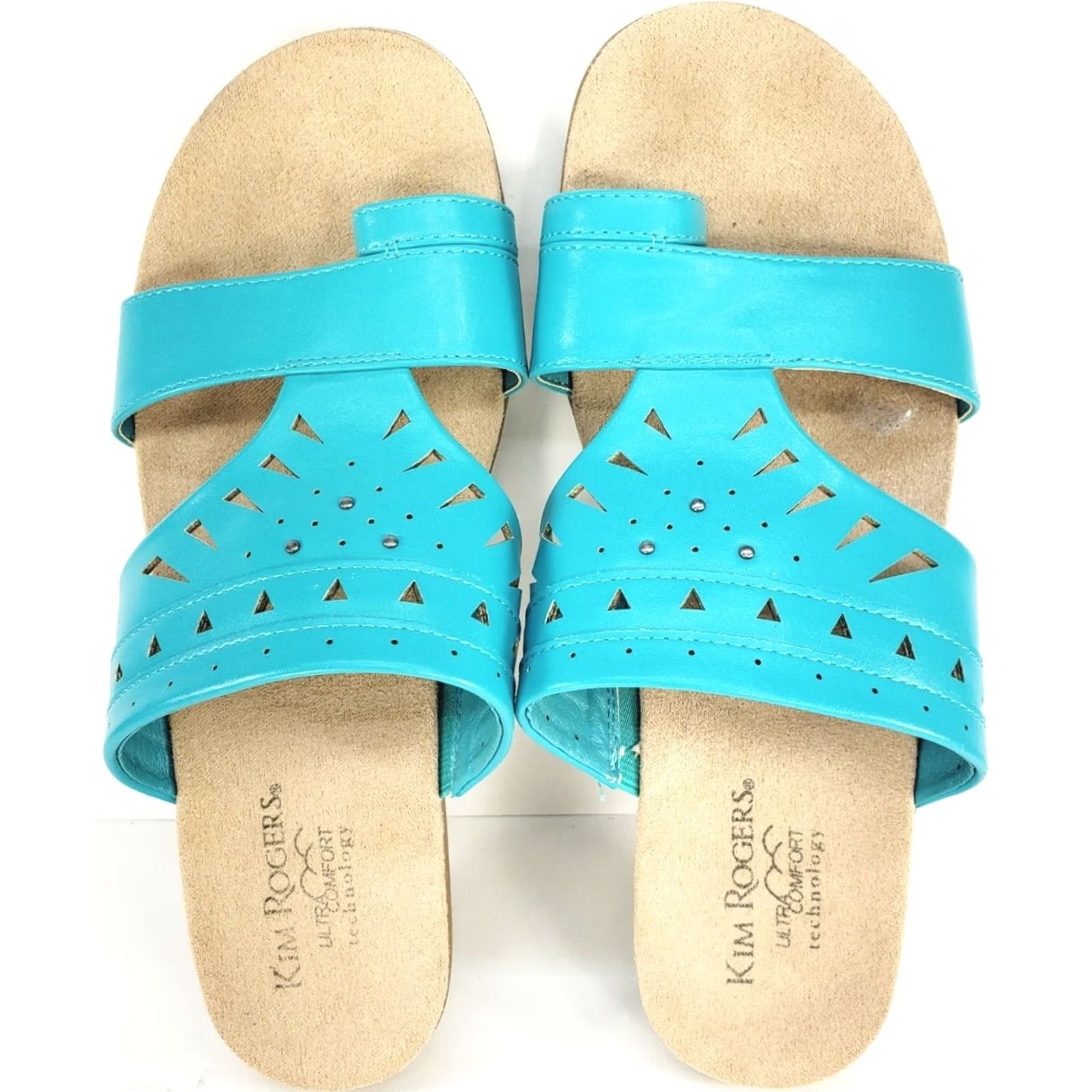 Vintage Kim Rogers Tauren Women's 8M Ultra Comfort Slip On Sandals Turquoise Blue Size US 8 / IT 38 - 6 Thumbnail