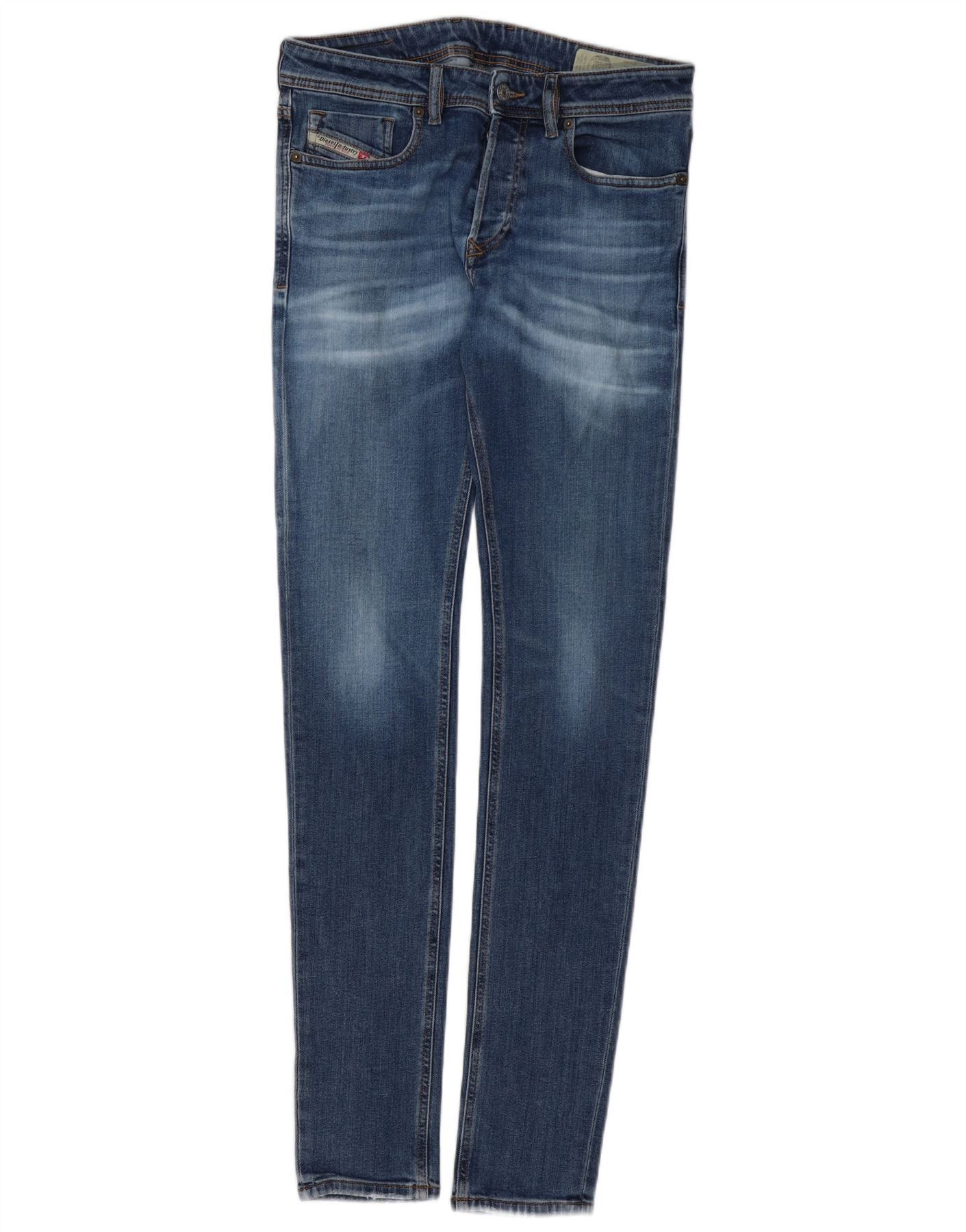 Diesel Mens Sleenker-x Slim Skinny Jeans W30 L34 Blue Cotton Size US 30 / EU 46 - 1 Thumbnail