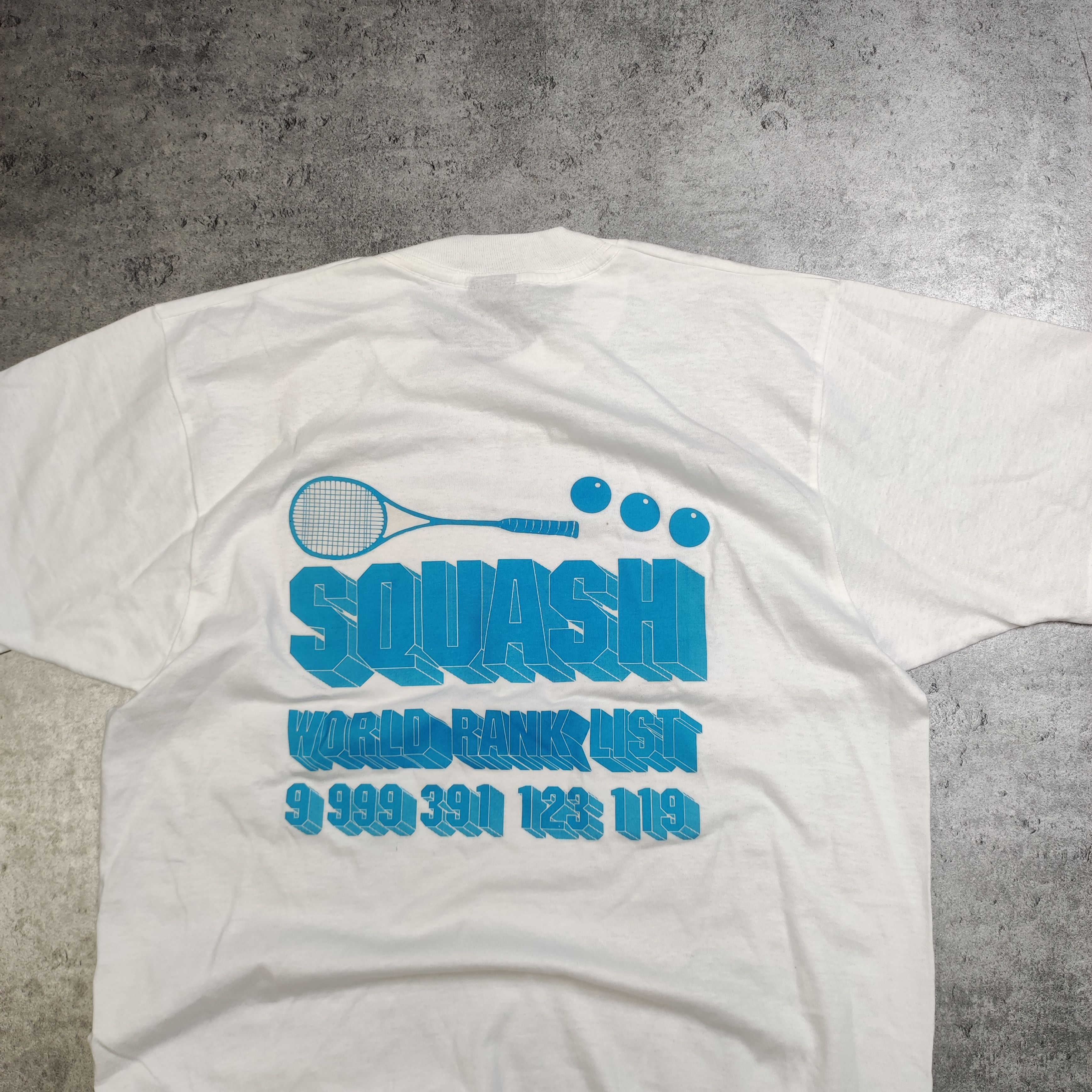 Vintage RARE Vintage 90s Squash World List Back Logo Promo Tee Size US L / EU 52-54 / 3 - 3 Thumbnail
