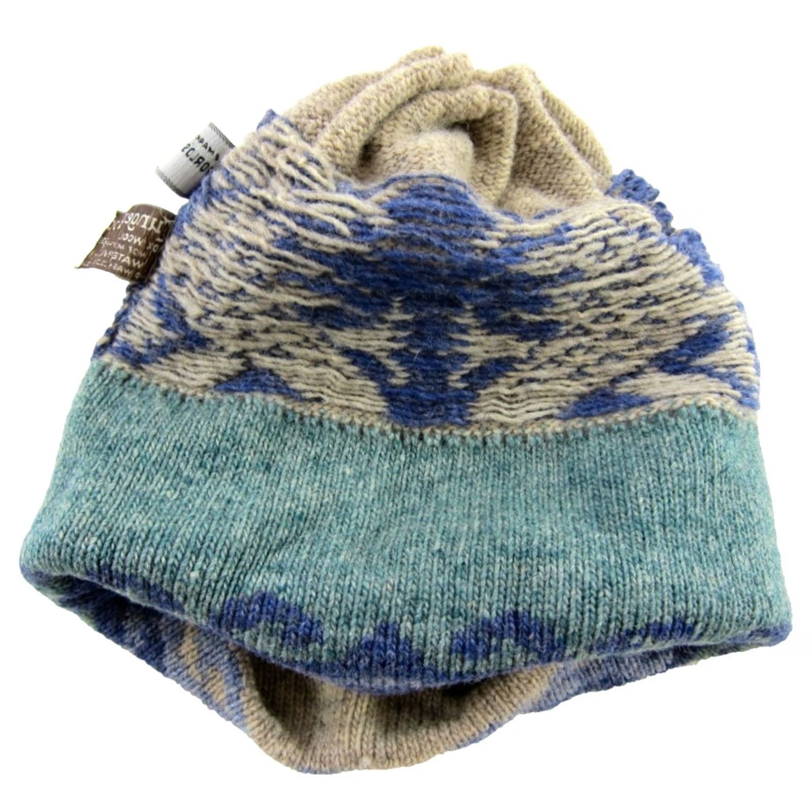 Vintage VINTAGE Tungey Wood Beanie Hat O/S 100% Wool Lizard Frog Green Blue Wool Knit Womens Hat O/S Size ONE SIZE - 5 Thumbnail