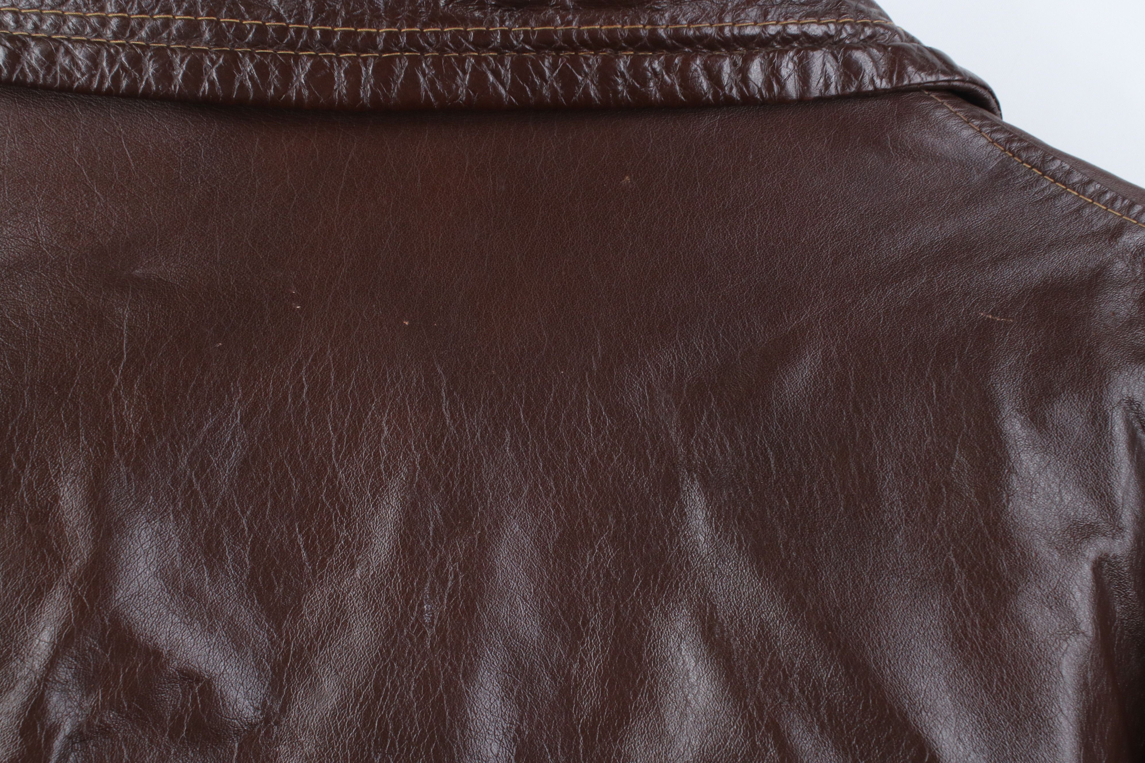 Vintage Vintage 70s Streetwear Leather Collared Jacket Brown USA Size US XXL / EU 58 / 5 - 12 Thumbnail
