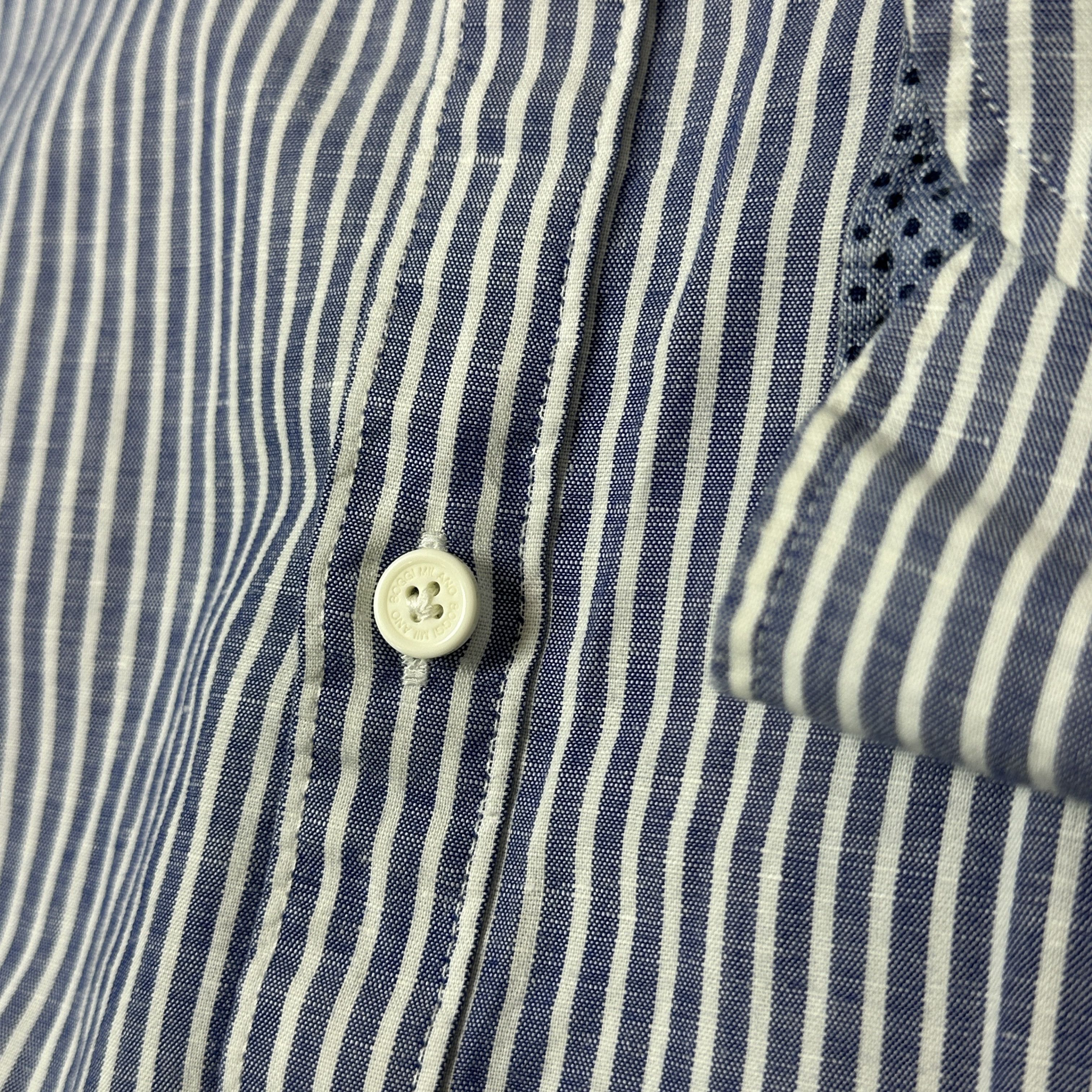 Boggi Vintage Linen Striped Classy Boggi Milano Shirt Y2K Size US XL / EU 56 / 4 - 6 Thumbnail