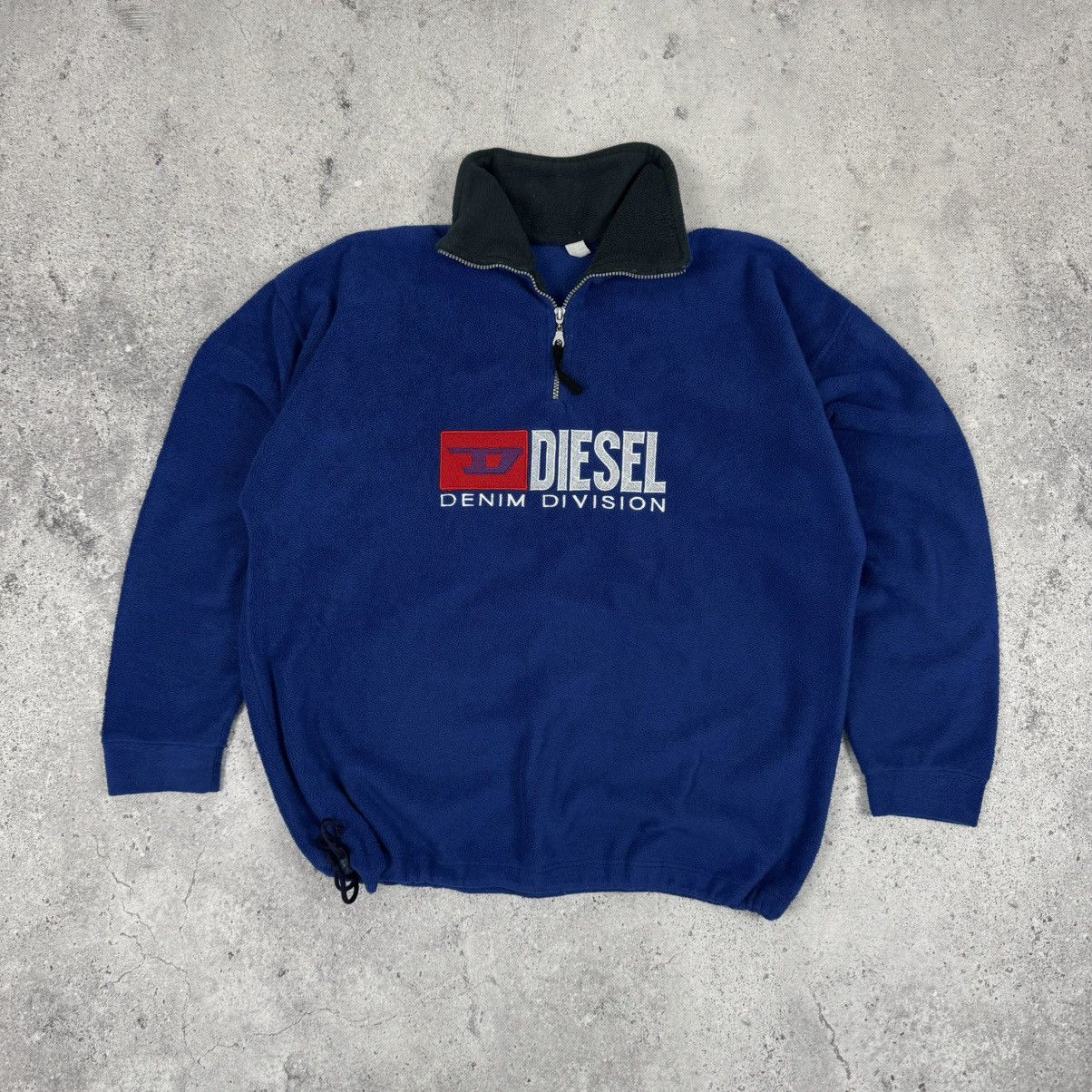 Diesel × Vintage Vintage Diesel Y2K Big Logo 1/4 Zip Fleece Size US XL / EU 56 / 4 - 1 Thumbnail