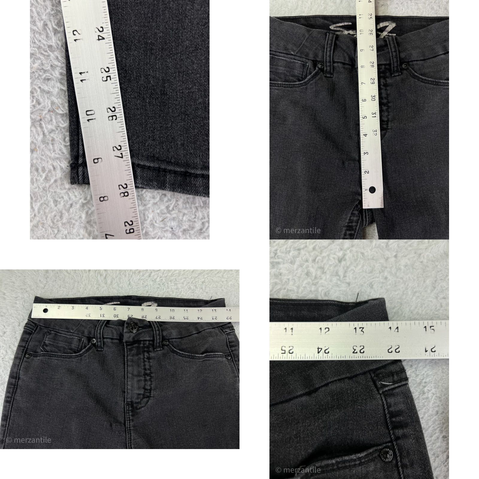 Vintage Seven7 Jeans Women's Black Denim Skinny 4 Cotton Blend Embellished Pockets Stretch Crop Size 27" / US 4 / IT 40 - 9 Thumbnail