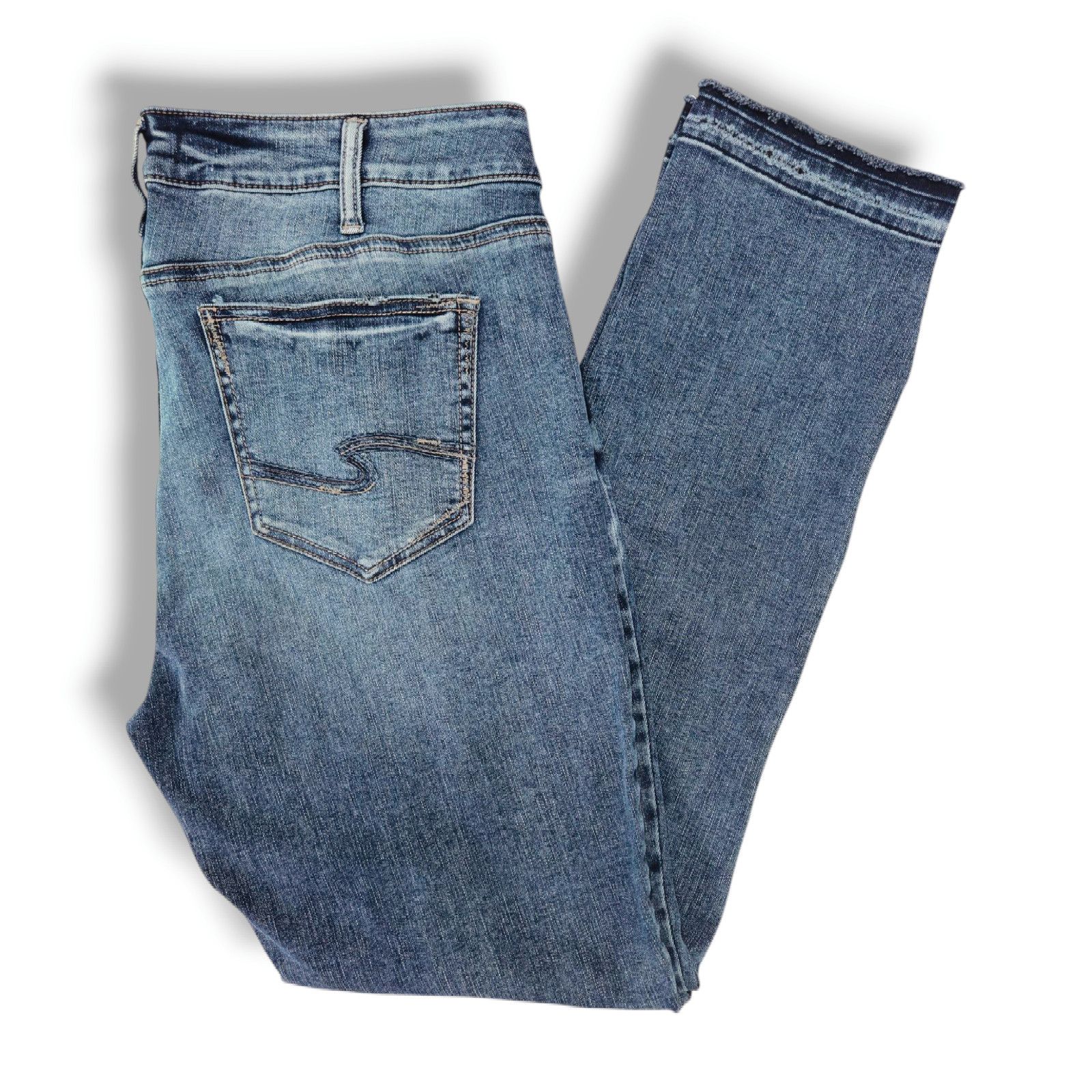 Silver Jeans Co. Silver Jeans Elyse Custom Split Hem Straight Jeans Sz. 34x32 Size 34" / US 12 / IT 48 - 1 Thumbnail