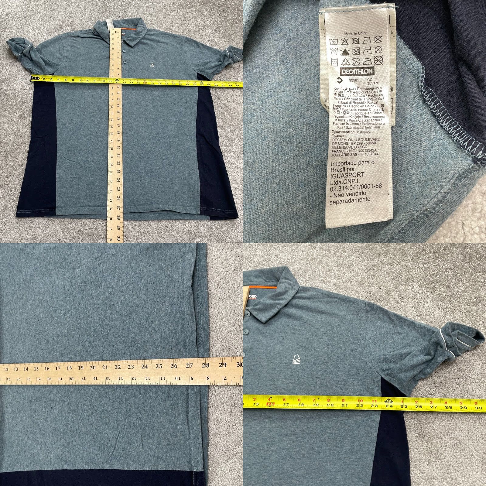 Vintage DECATHLON Polo Shirt Mens 2XL Gray Short Sleeve Lightweight Sailing Outdoor Casual Button-Front 50in Chest Regular Fit Size US XXL / EU 58 / 5 - 8 Thumbnail