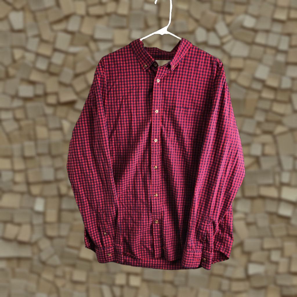 Old Navy Old Navy Everyday Shirt Red Plaid Long Sleeve Button-Down Collar Shirt XLT Big & Tall Mens Shirt Size US XL / EU 56 / 4 - 1 Thumbnail