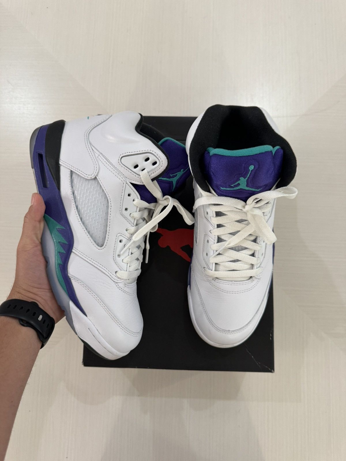 Nike Air Jordan 5 Grape White Emerald HQ7979-100 Used sz 9.5