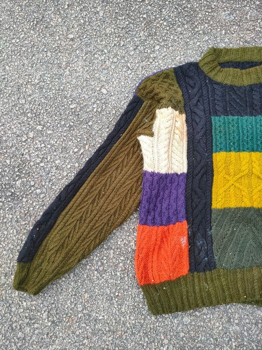Handmade DL Japan Art Patchwork handmade cable knitwear #S2803T Size US M / EU 48-50 / 2 - 8 Thumbnail