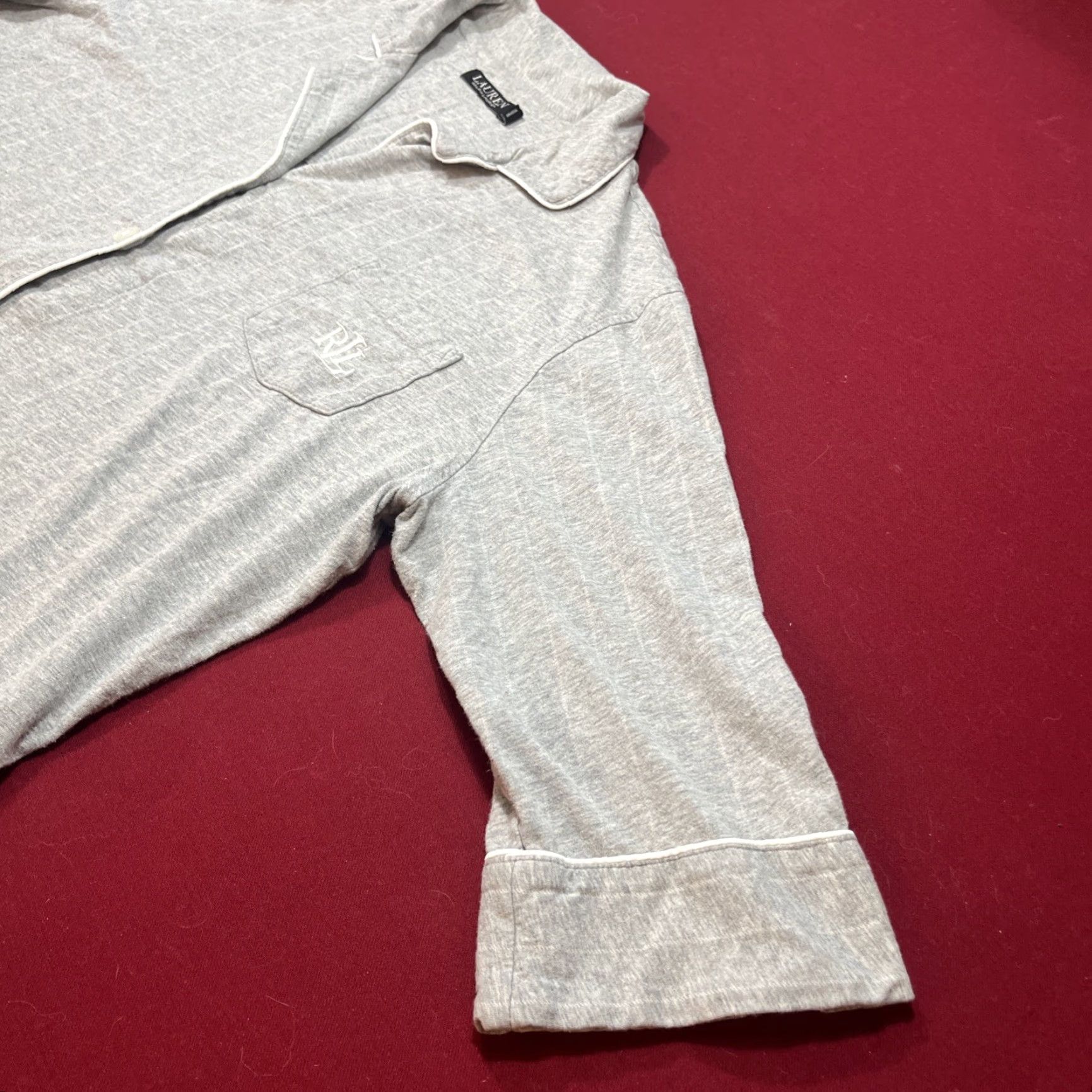 Ralph Lauren Lauren Ralph Lauren GRAY knit PJ TOP Women’s XL Pajama Button Shirt Black Label Size XL / US 12-14 / IT 48-50 - 7 Thumbnail