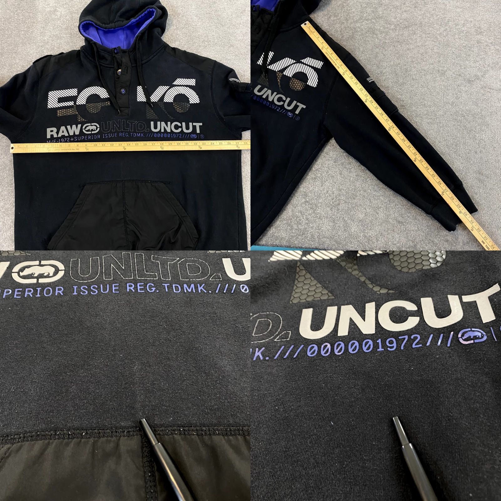 Ecko Unltd. ECKO UNLTD Jacket Mens 2XL Black Fleece 1/4 Button Up Hoodie Skater Grunge Y2K Size US XXL / EU 58 / 5 - 8 Thumbnail