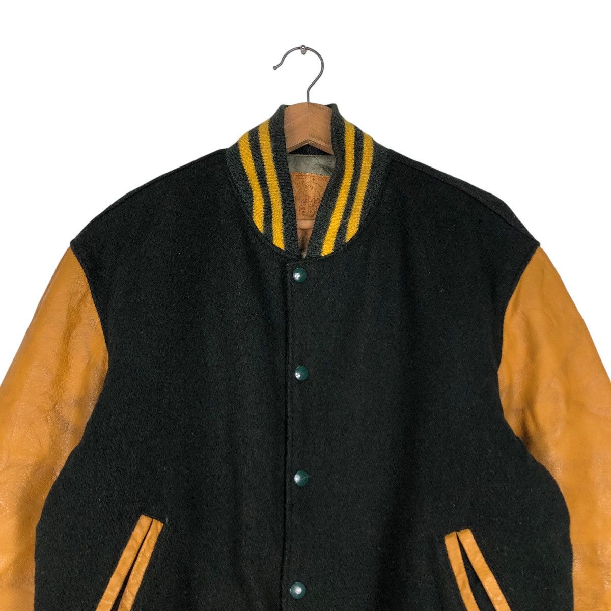 Golden Bear 📌Vintage Varsity Leather Jacket Golden Bear Made in Usa Size US L / EU 52-54 / 3 - 3 Thumbnail