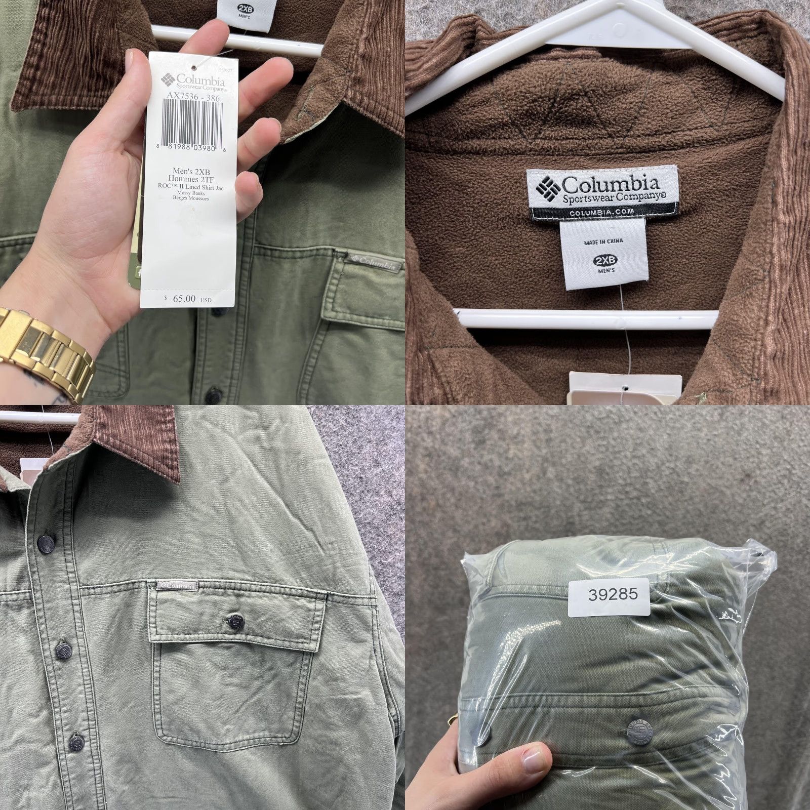 Vintage Columbia Jacket Mens 2XB Green ROC III Lined Shirt Jac Fleece Canvas Outdoor Size US XXL / EU 58 / 5 - 8 Thumbnail