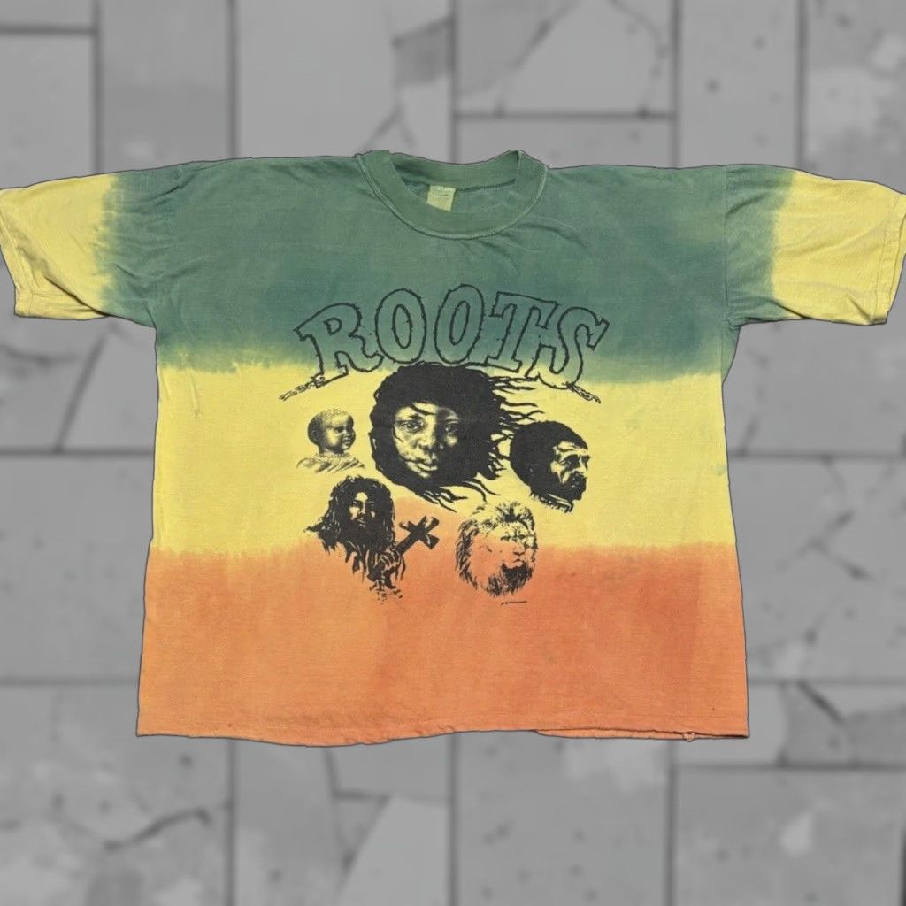 Vintage Roots Haile Selassie Adult T Shirt Size Medium Actual 25.5x24 Rare