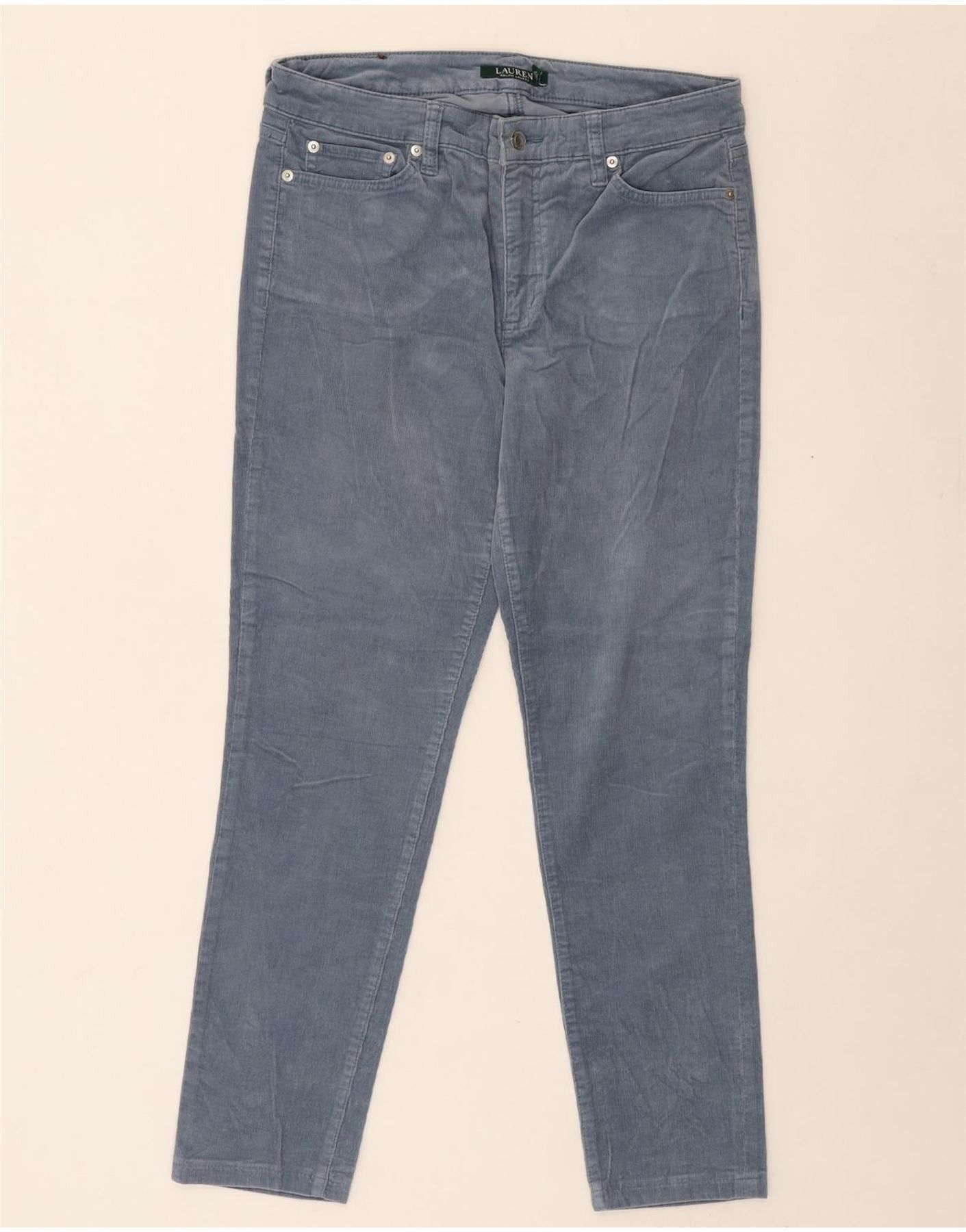 Ralph Lauren Womens Slim Corduroy Trousers US 8 Medium W30 L27 Blue Cotto Size 27" / US 4 / IT 40 - 1 Thumbnail